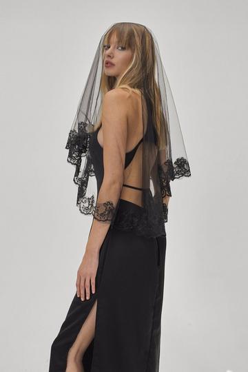 Marry the Night Lace Bridal Veil black