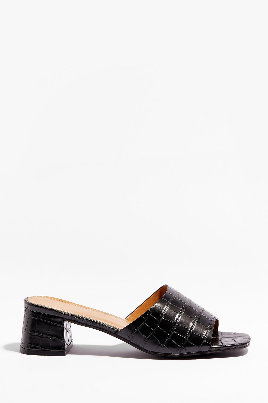 Faux Leather Square Open Toe Mules image number 1