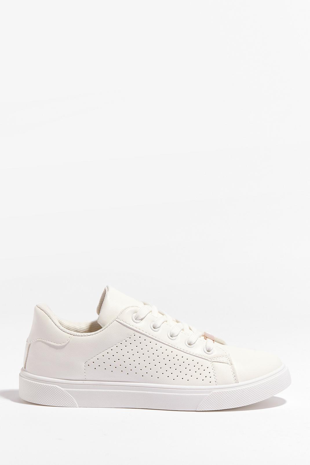 Faux Leather Perforated Lace Up Sneakers image number 1