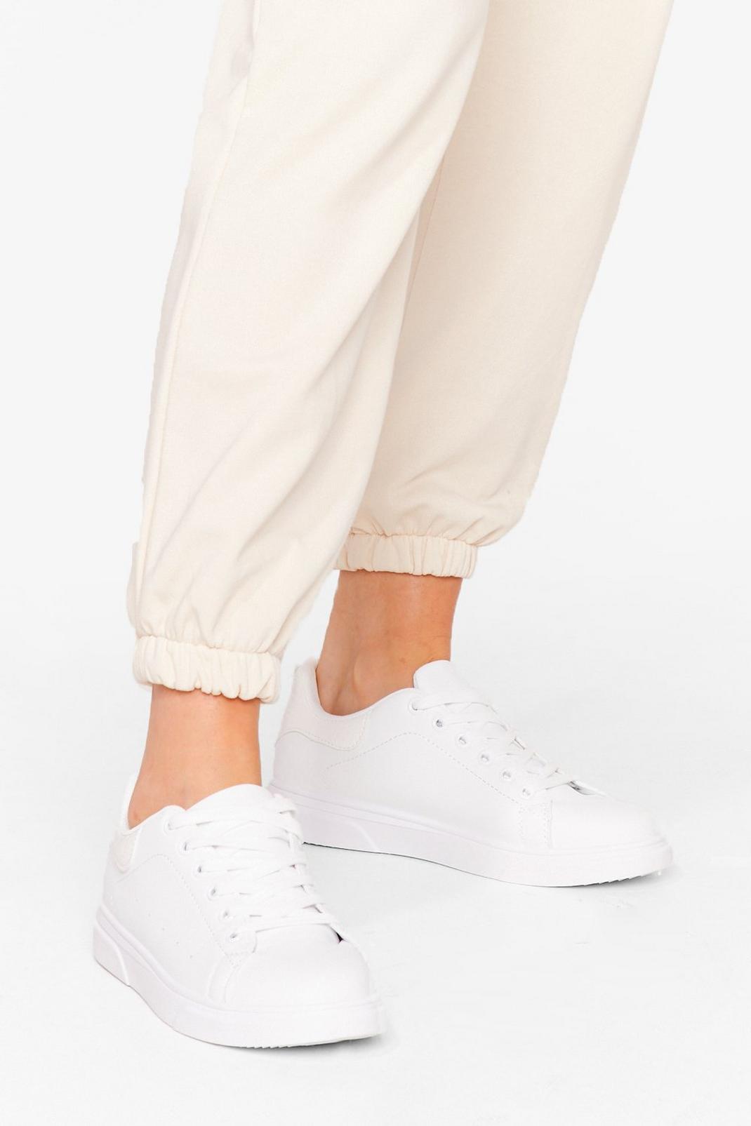 White Croc Embossed Lace Up Sneakers image number 1