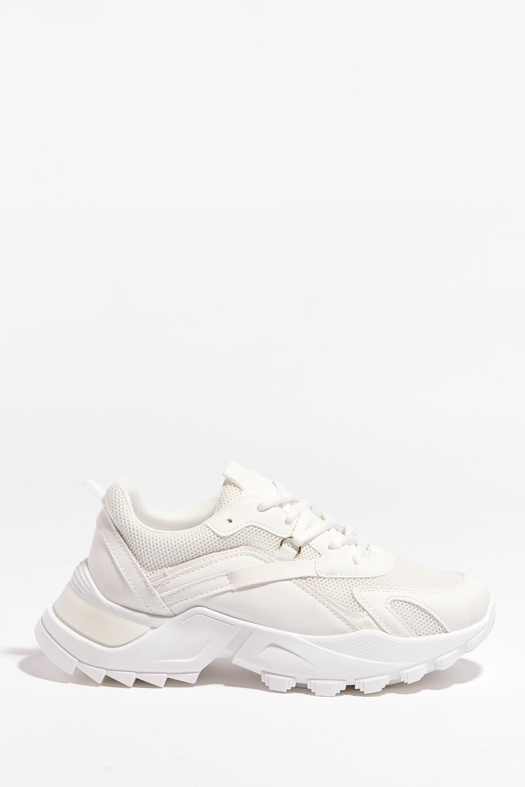 White Faux Leather Chunky Sneakers image number 1