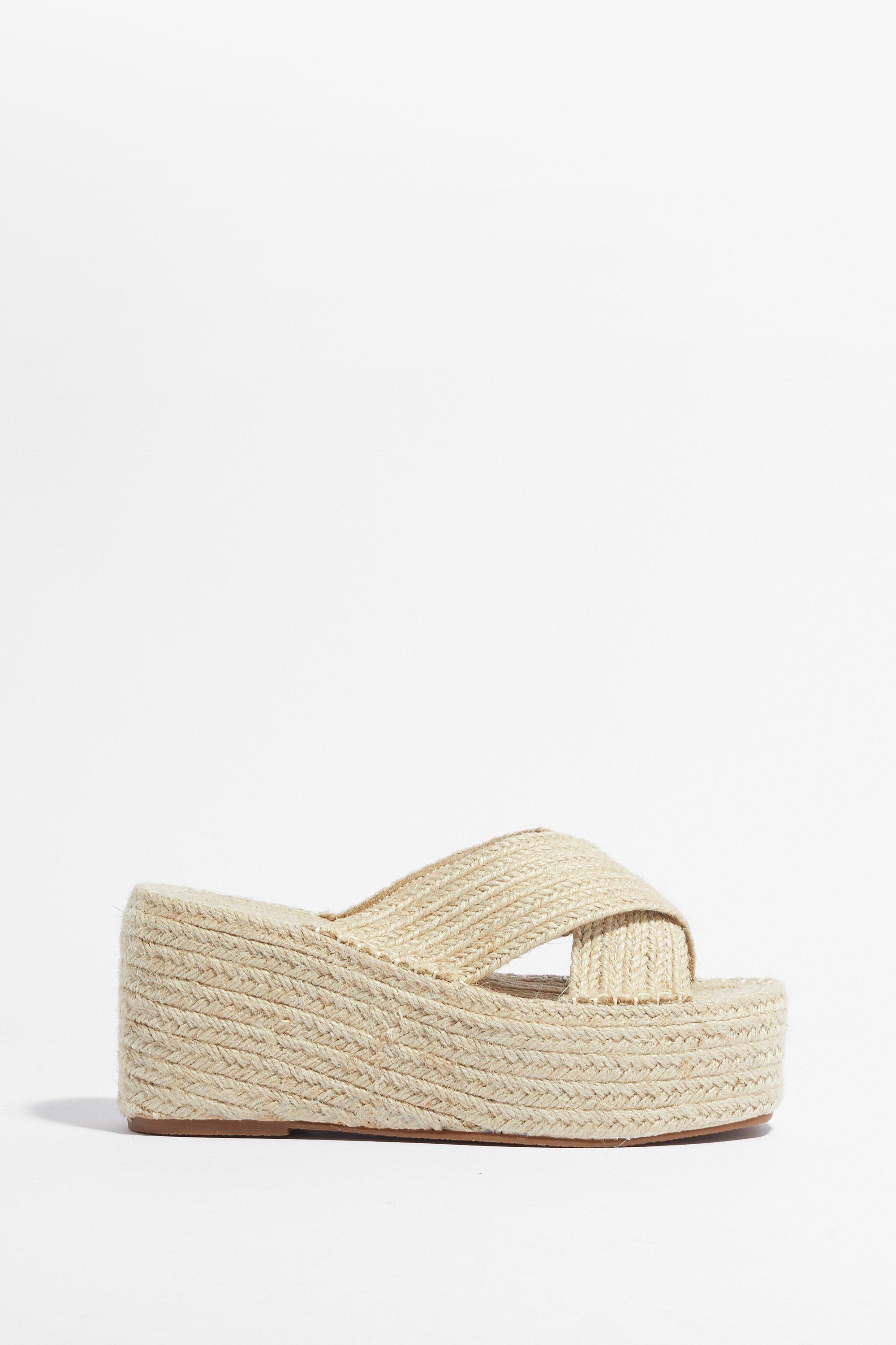straw platform sandals