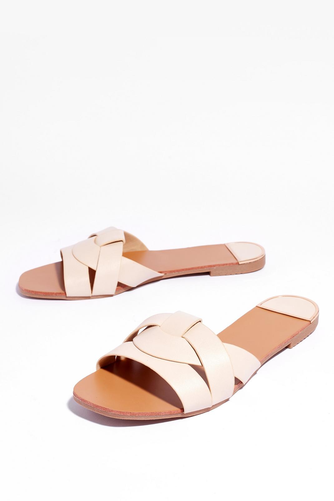 The Woven Ones Faux Leather Flat Sandals image number 1