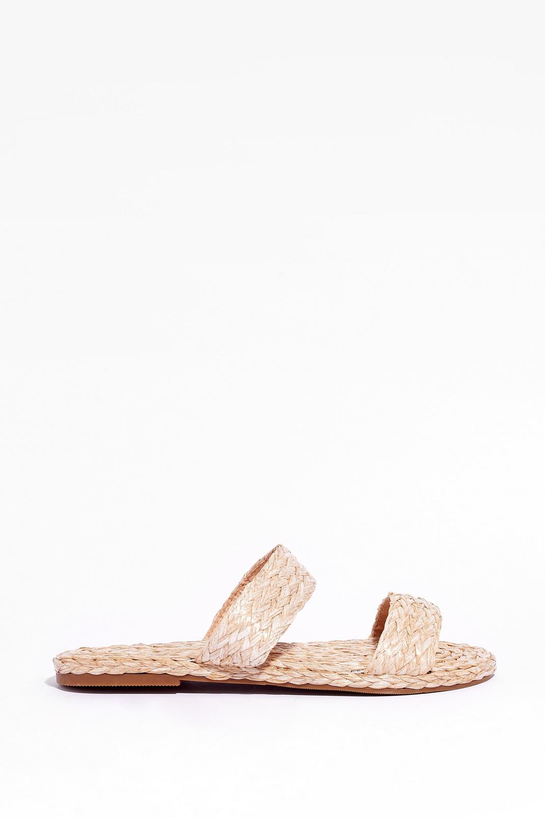 Natural Woven Slip On Flat Sandals image number 1
