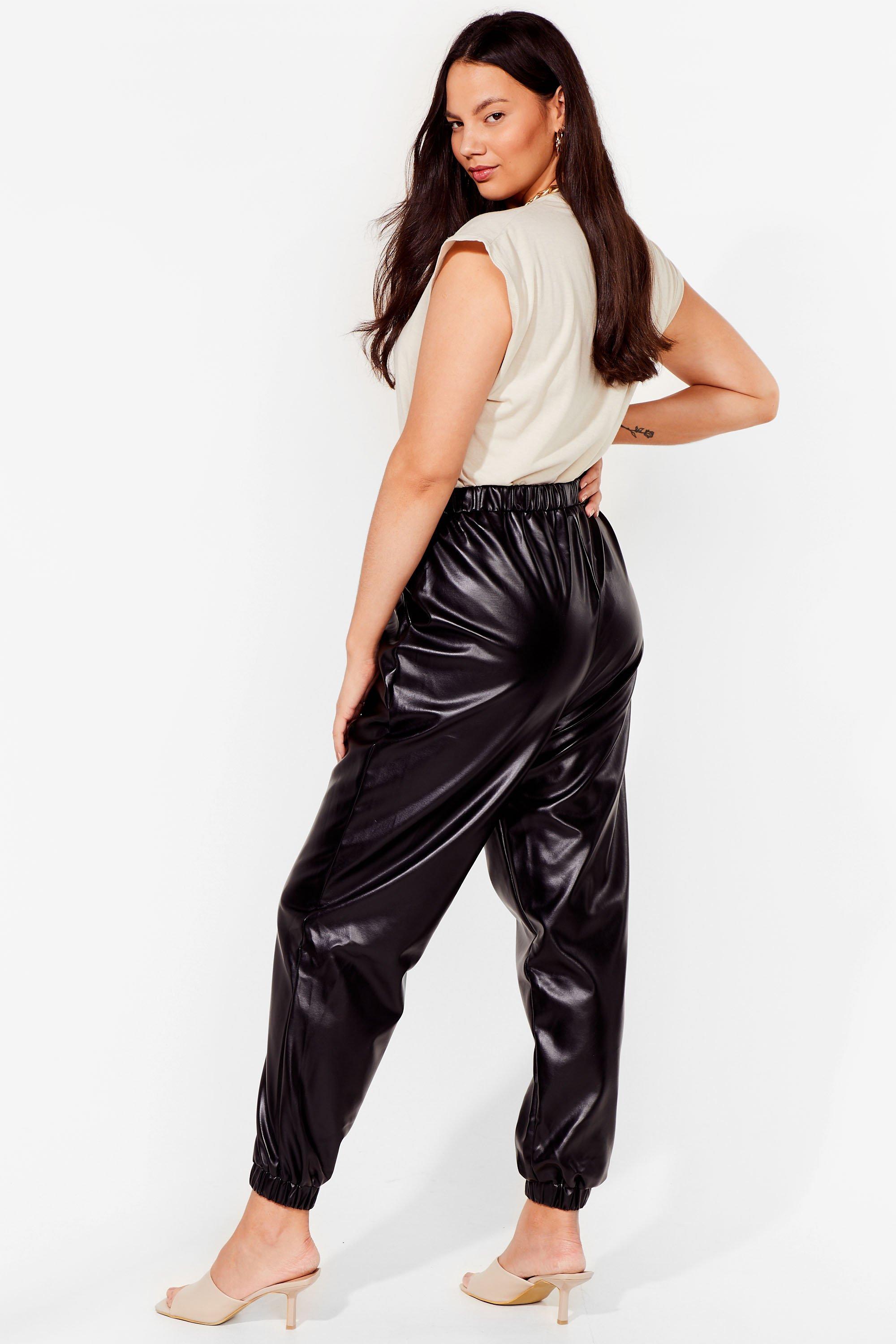 Pleather store joggers womens