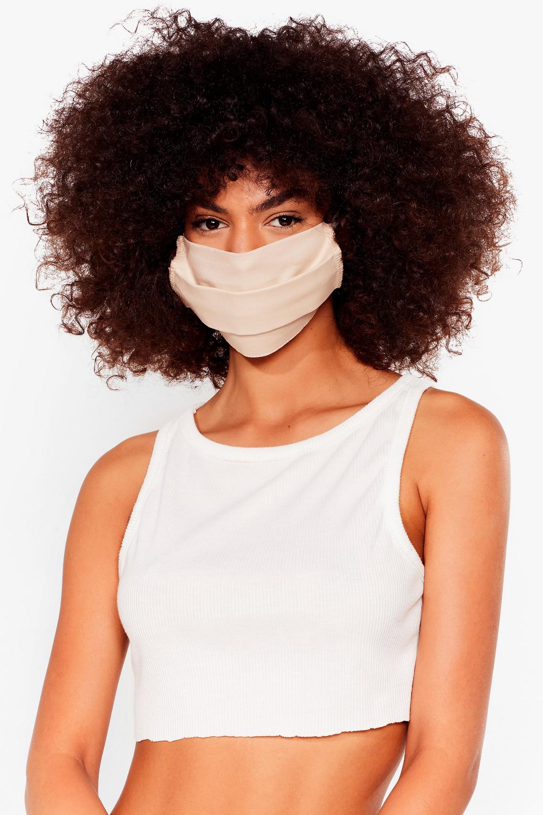 Beige Pleated Fashion Face Mask image number 1