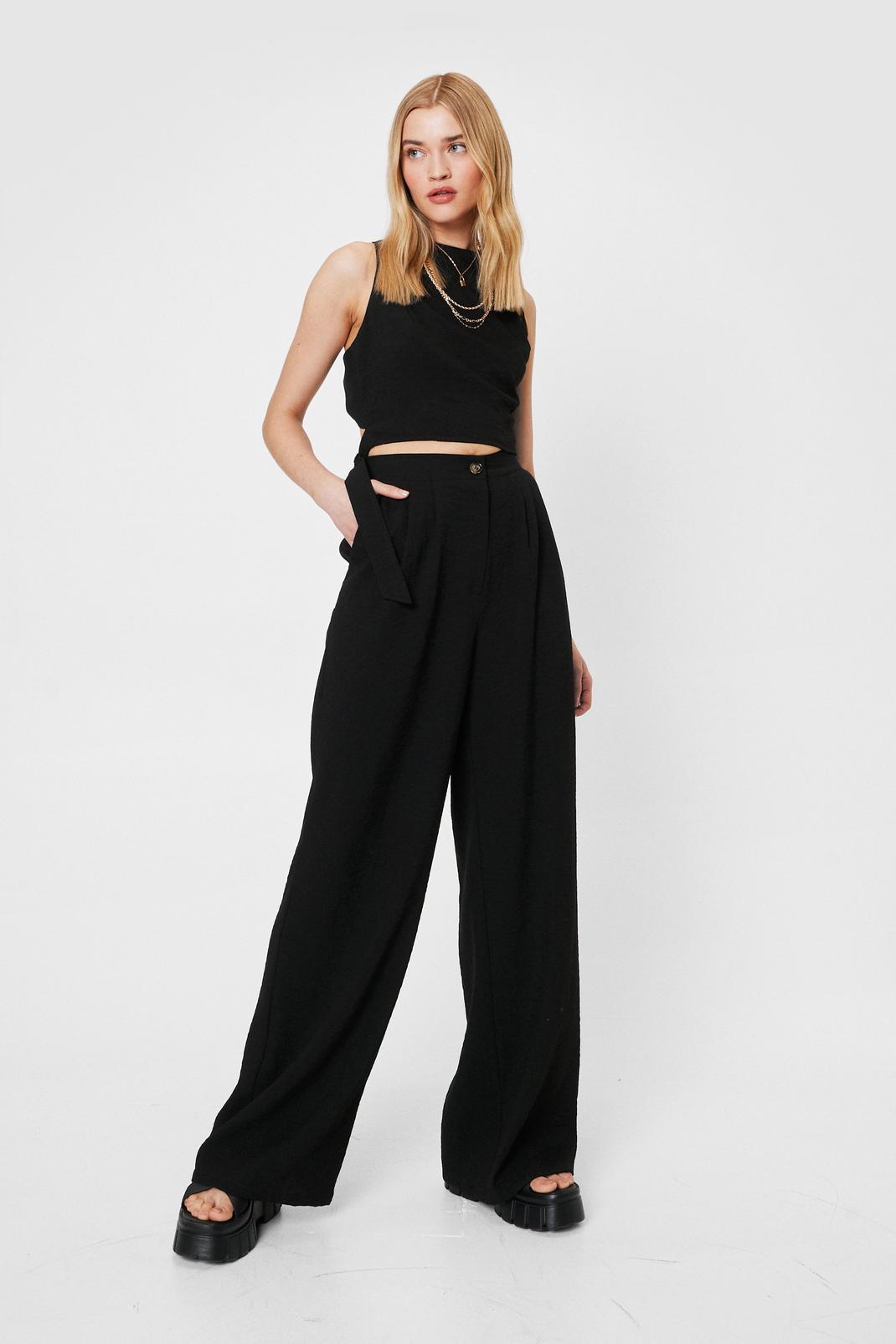MUGUOY The Effortless Tailored Wide Leg Pants, Casual High Waisted