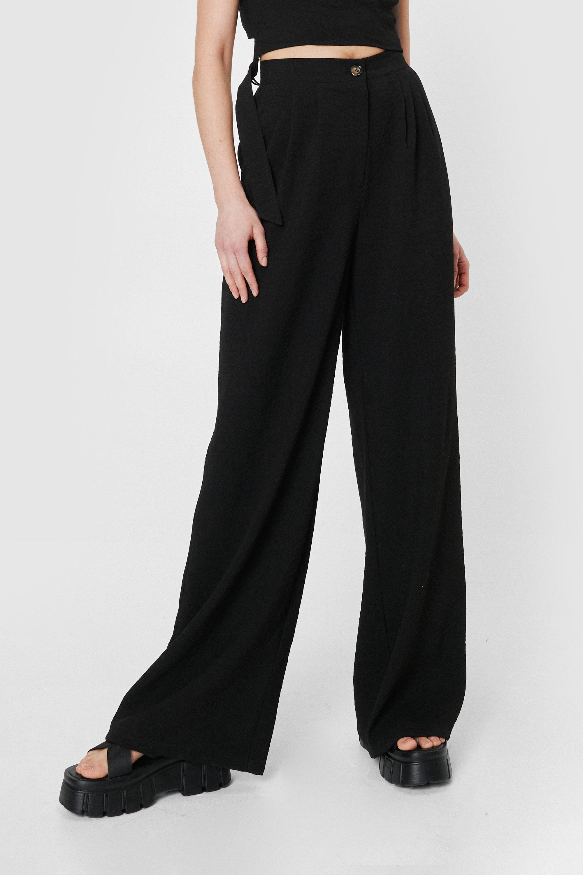 High Waisted Tailored Wide Leg Trousers