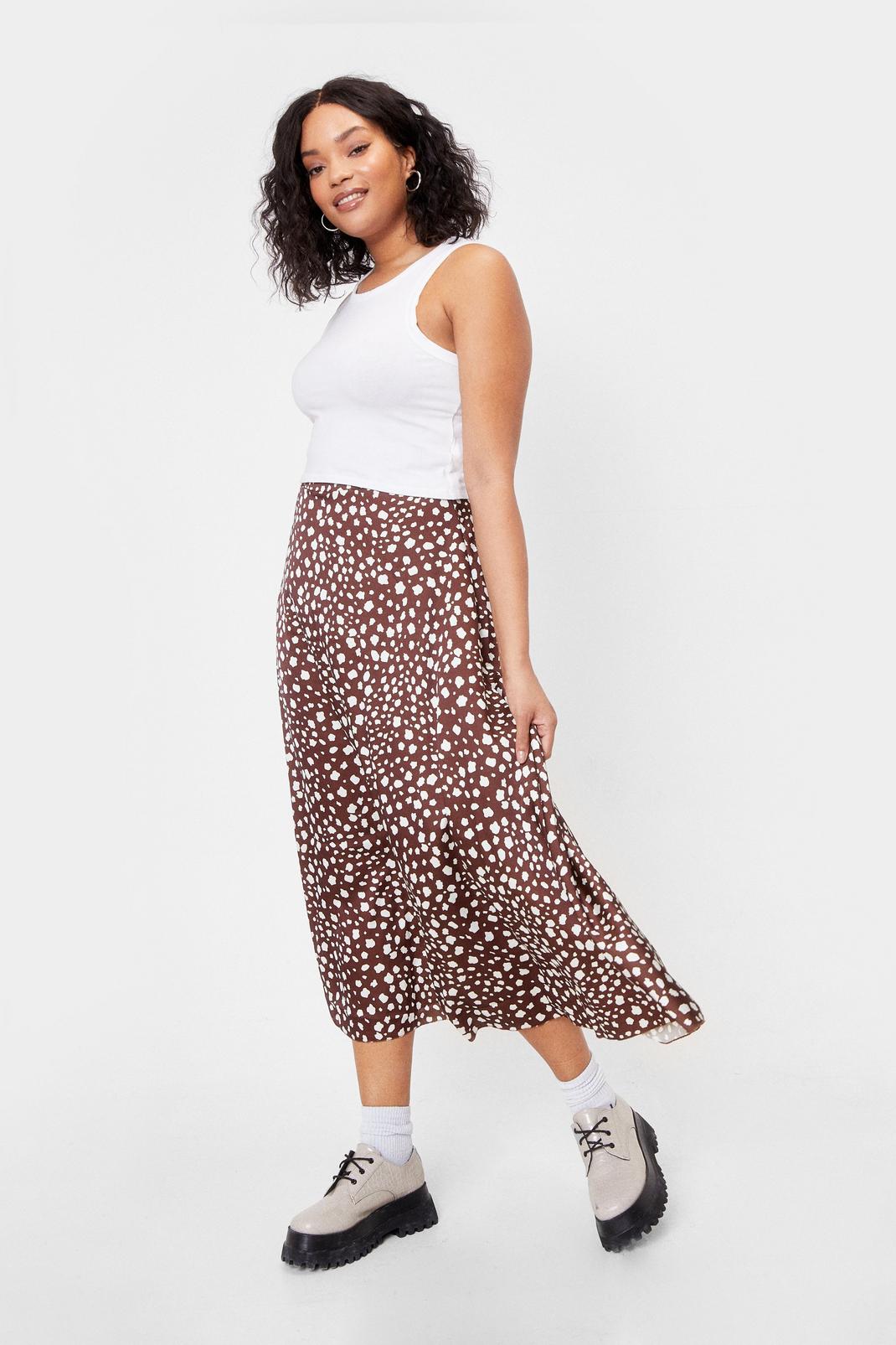 186 Plus Size Dalmatian Print Midi Skirt image number 1