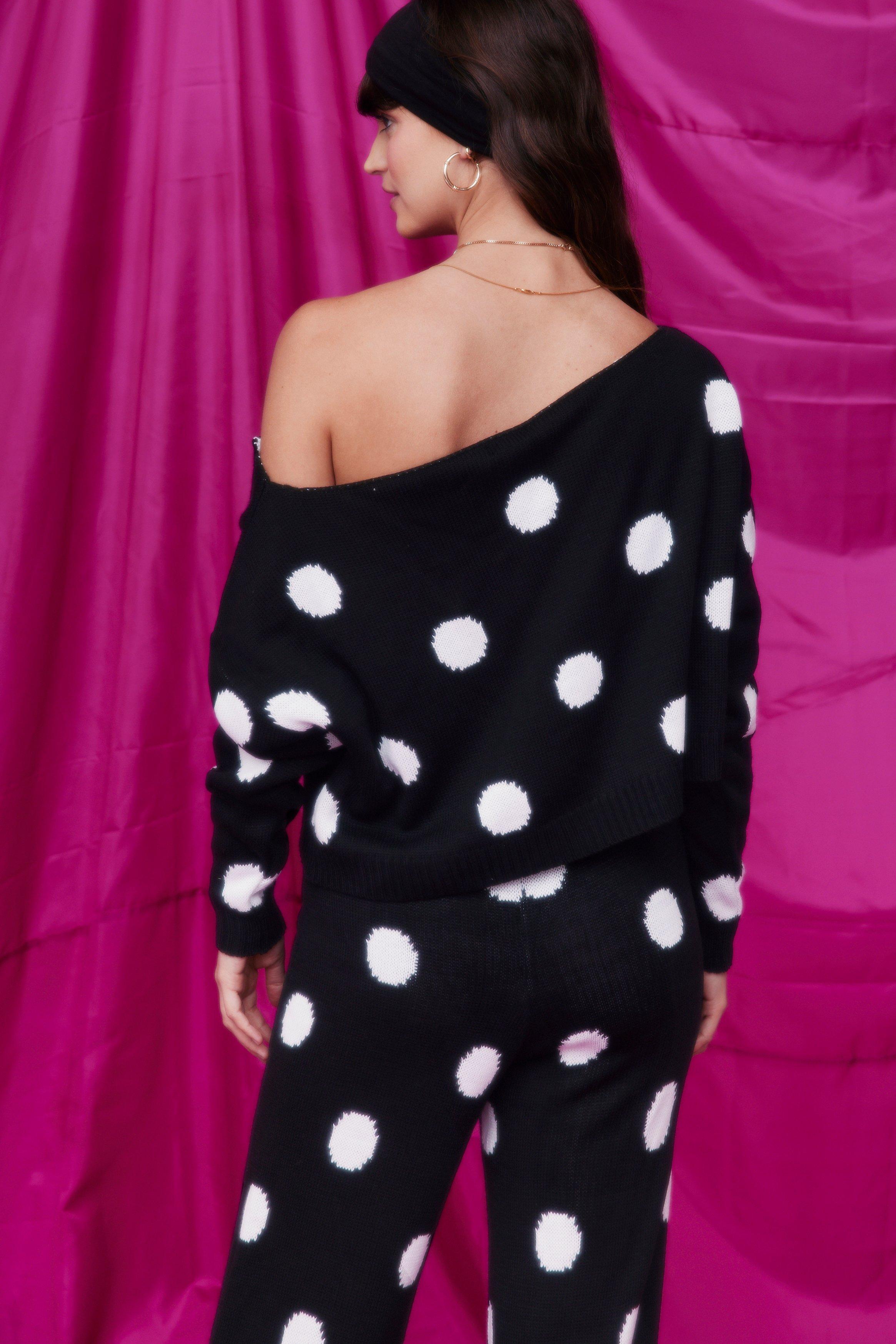 Polka Dot Wide Leg Loungewear Set