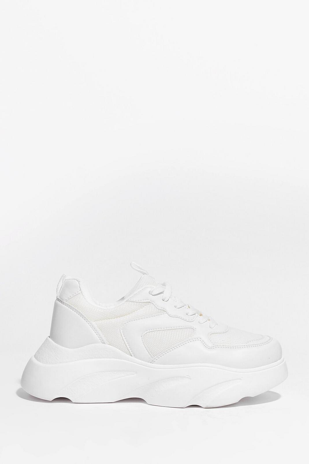 White Chunky Sole Lace Up Sneakers image number 1