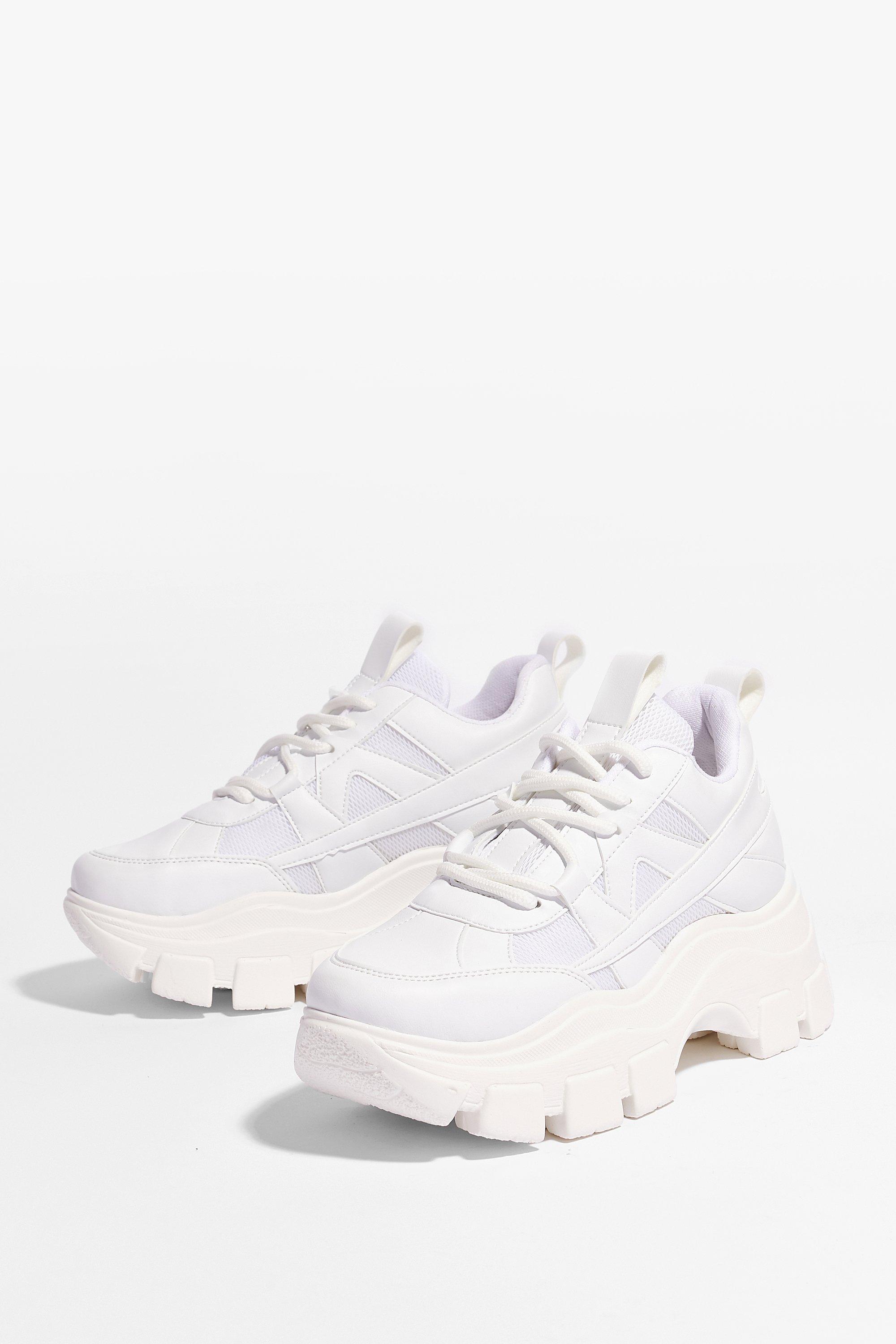 Chunky platform hot sale trainers white