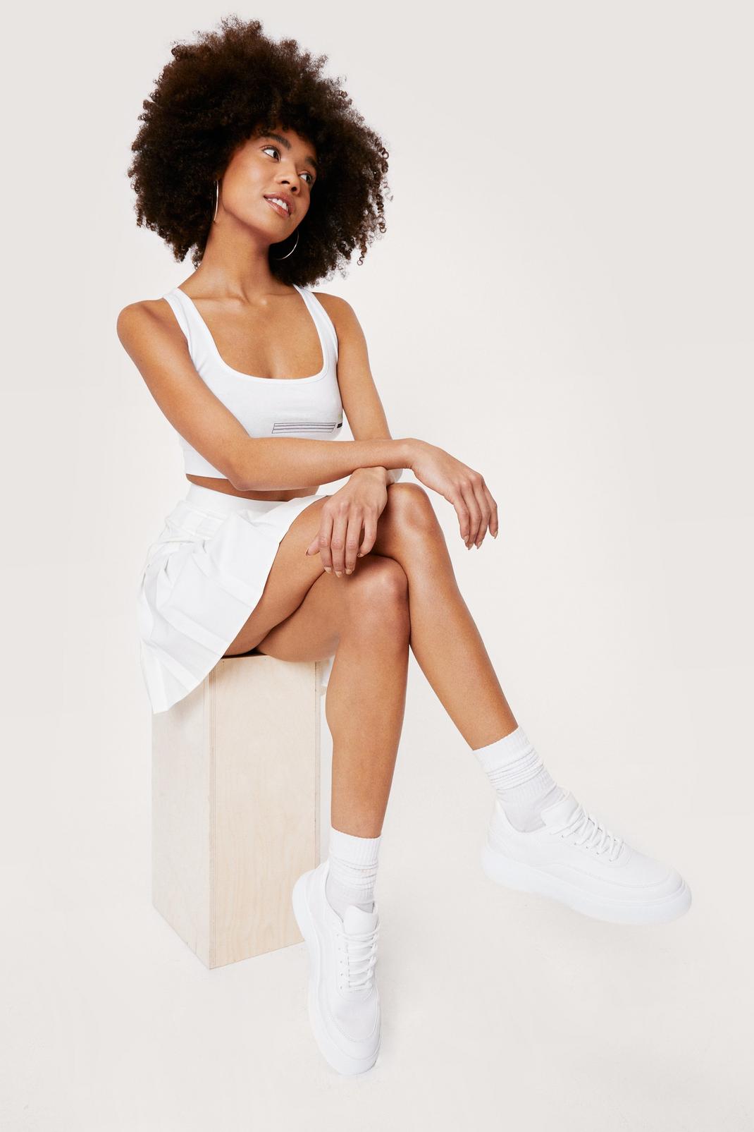 White Chunky Platform Round Toe Sneakers image number 1