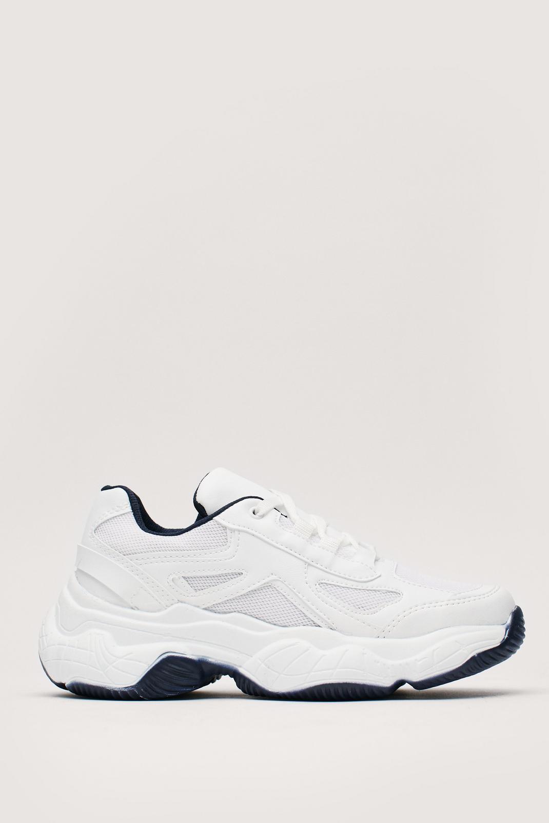 White Nothing Gets Contrast Us Chunky Mesh Sneakers image number 1