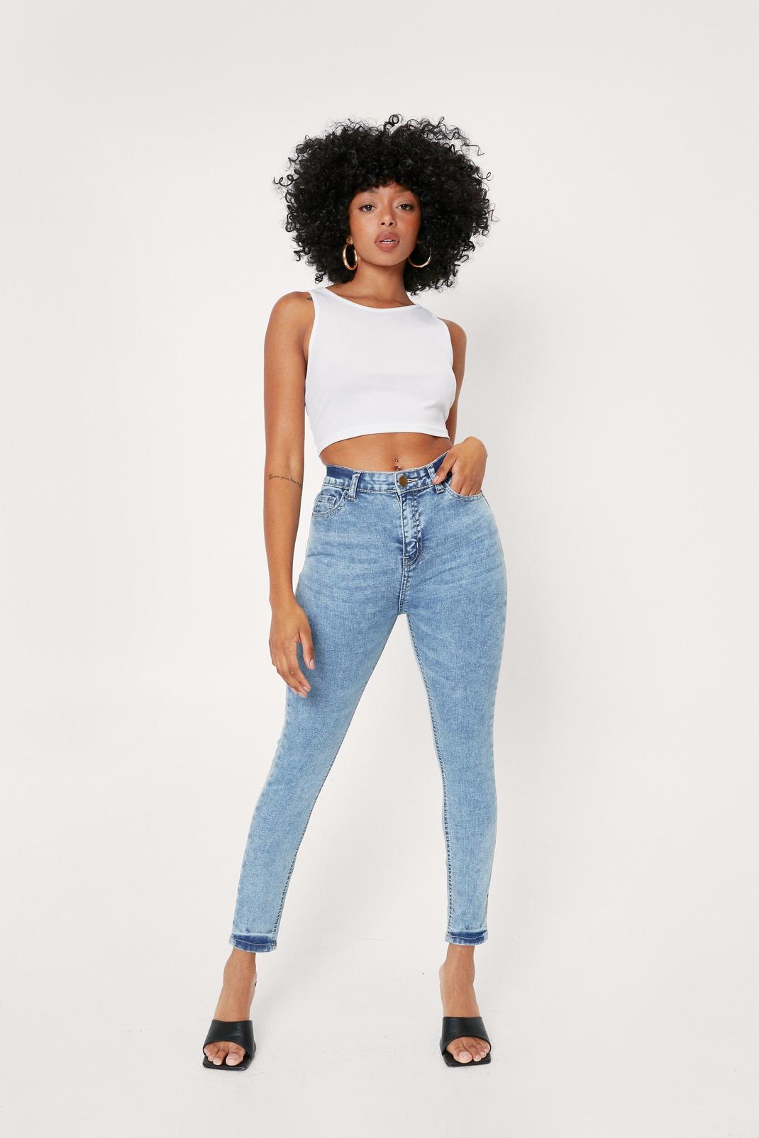 Blue Petite Faded Skinny Jeans image number 1