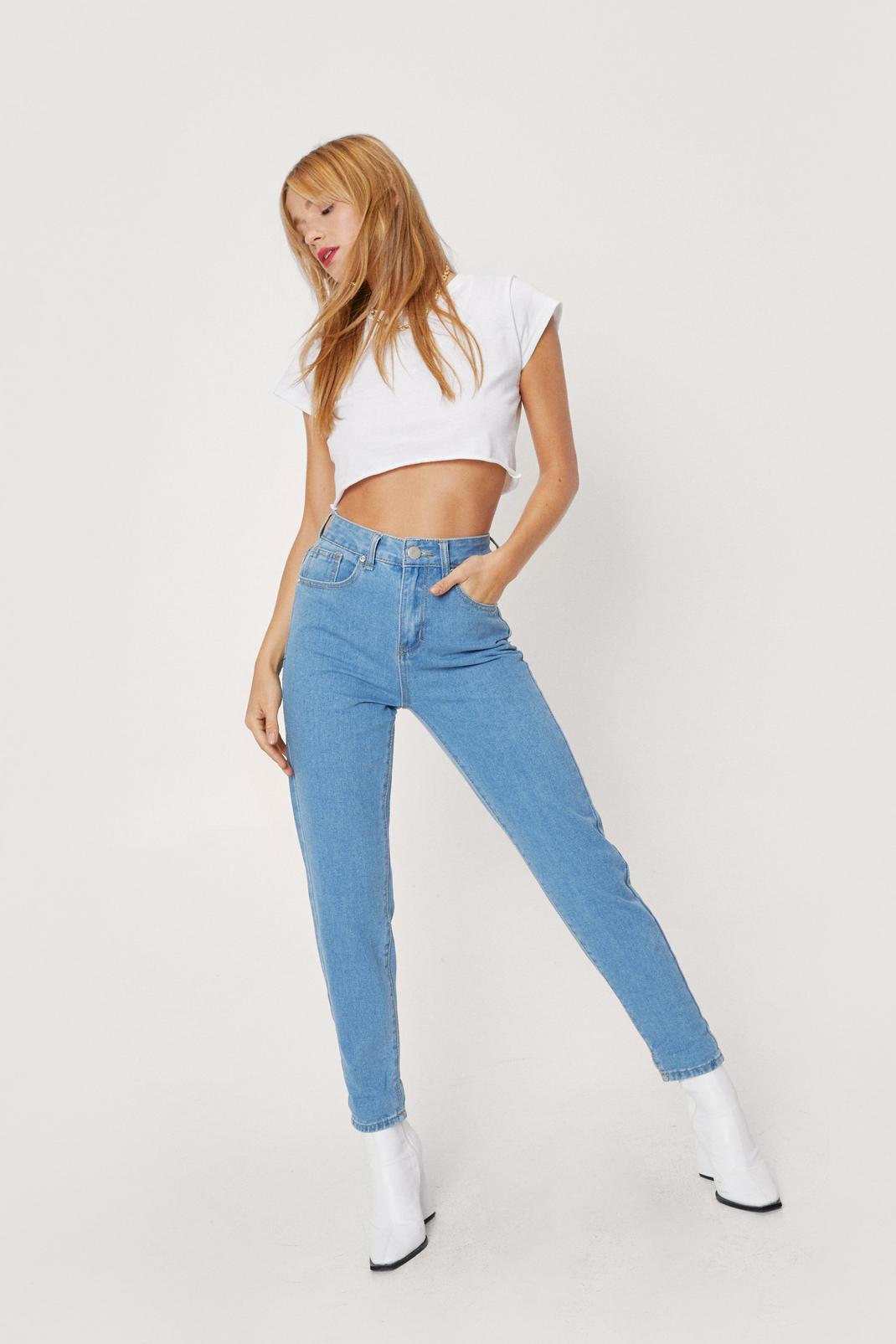 Light wash Petite Relaxed Fit Mom Jeans image number 1