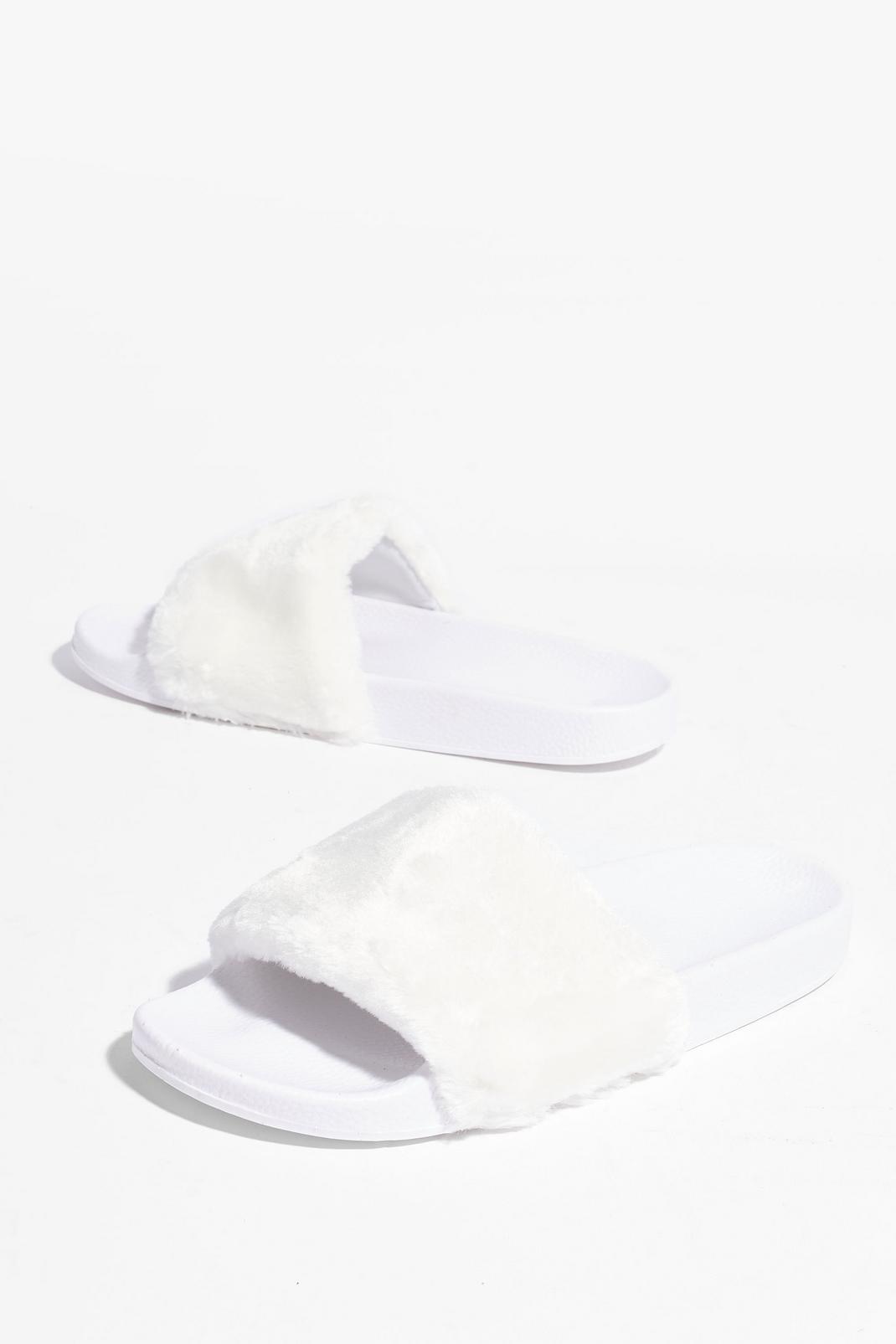 Cream Faux Fur Moulded Footbed Sandals image number 1