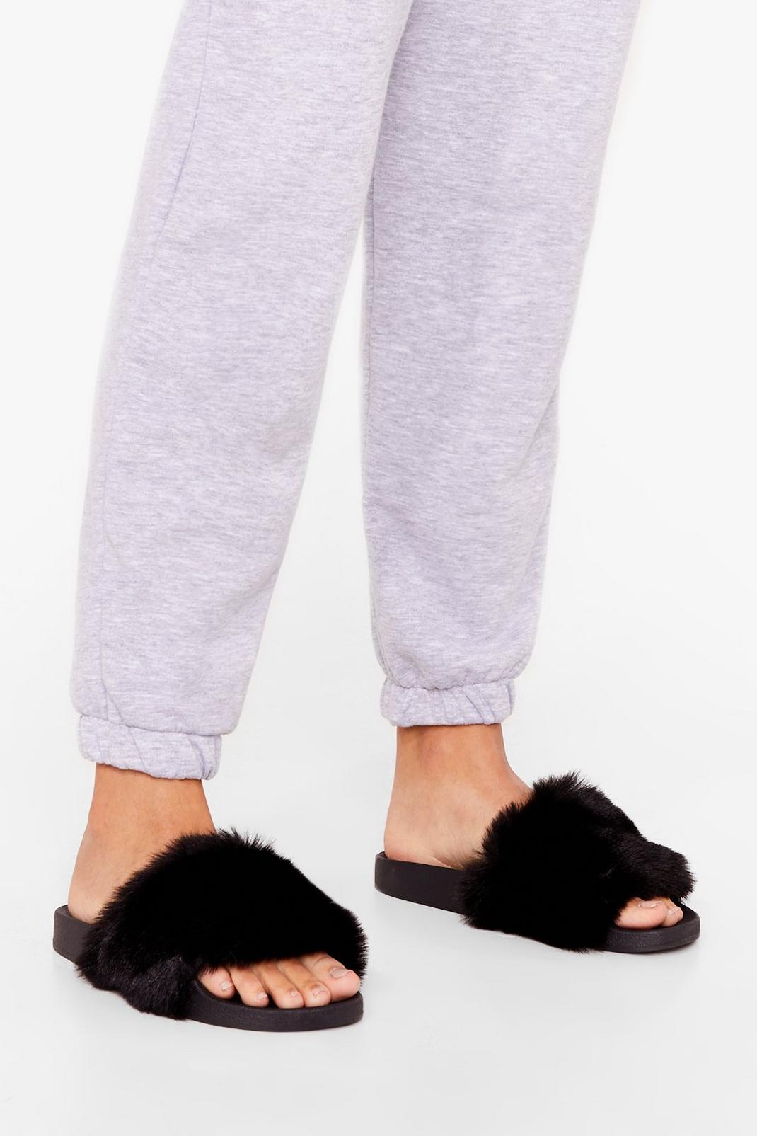 Teddy When You Are Faux Fur Sliders image number 1