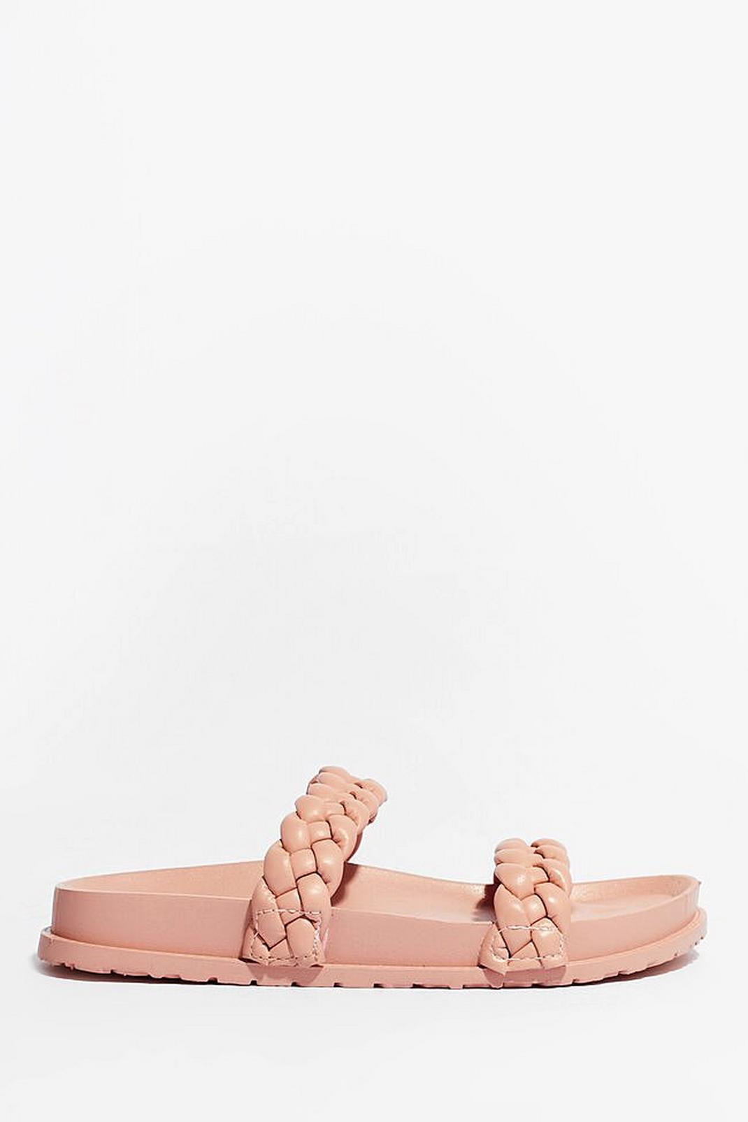 Pink Faux Leather Braided Strap Sandals image number 1