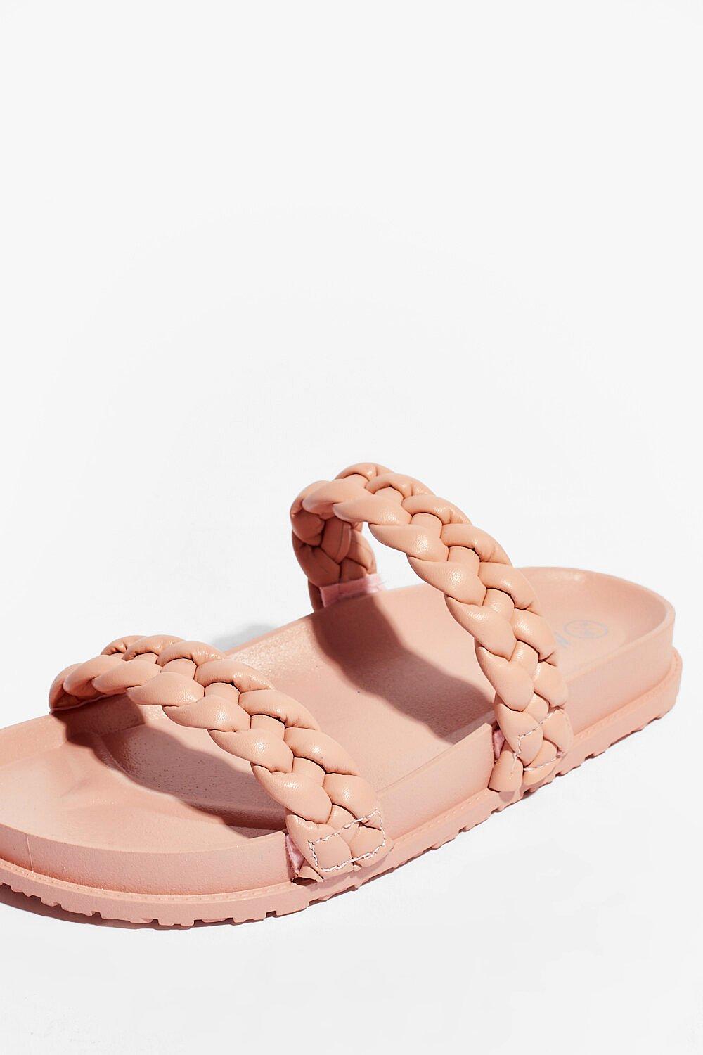 Faux Leather Braided Strap Sandals