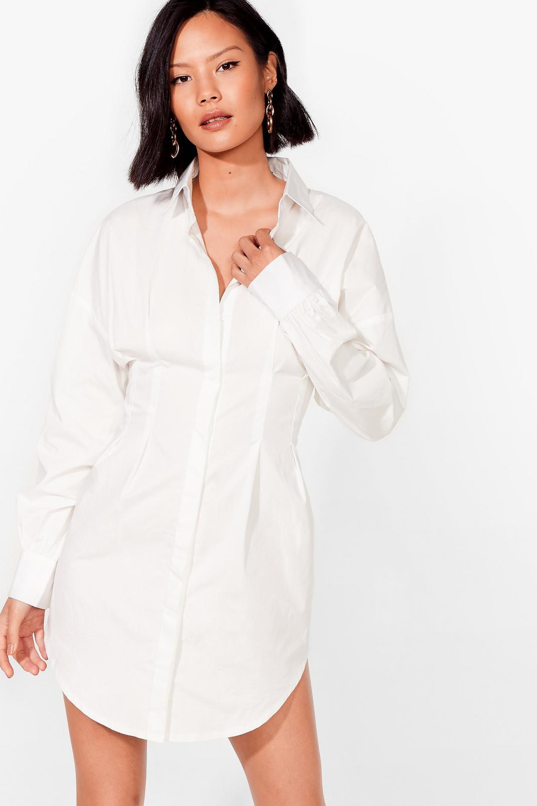 White Corset Design Mini Shirt Mini Dress image number 1