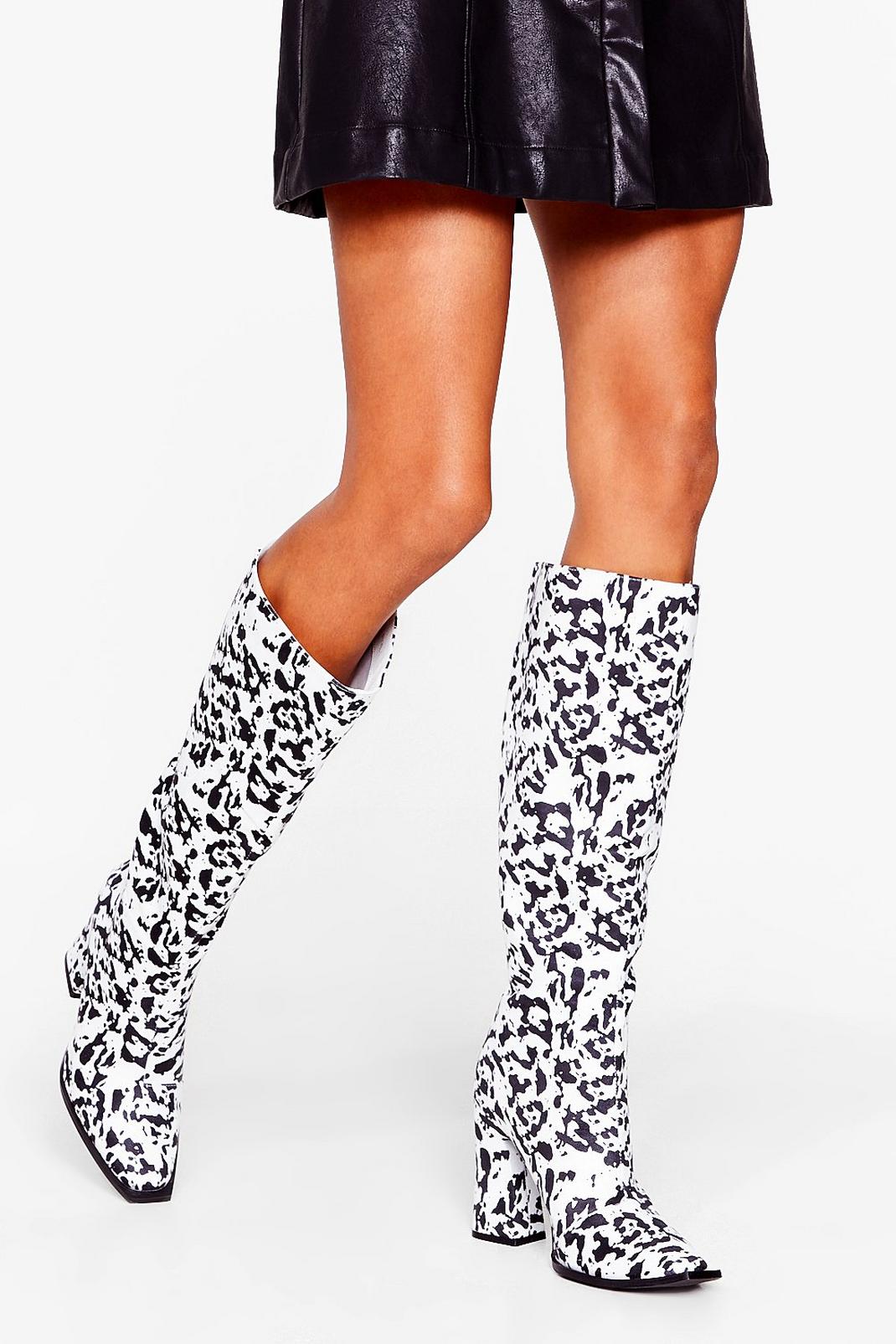 Cow Dare You Faux Suede Knee High Boots image number 1