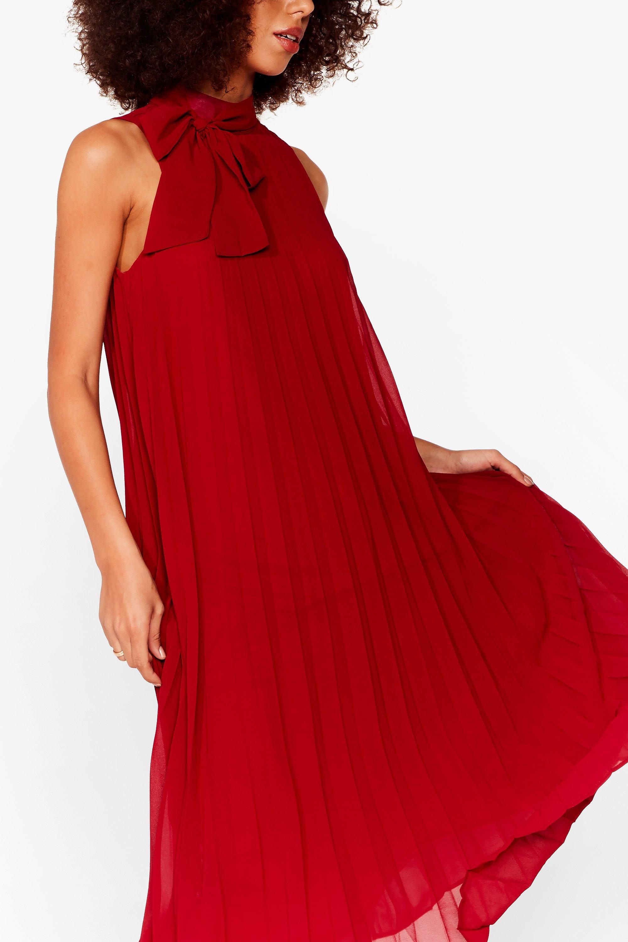 Chiffon pleated 2024 swing dress