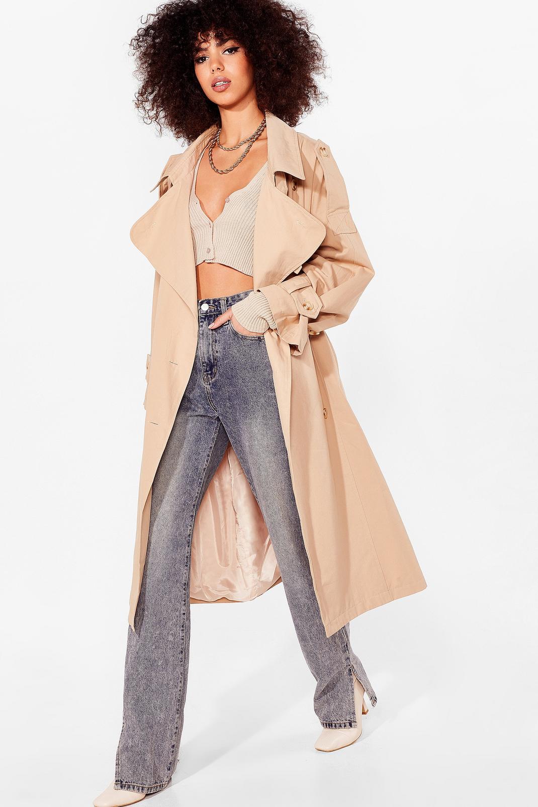 Stone Oversized Belted Longline Trench Coat image number 1