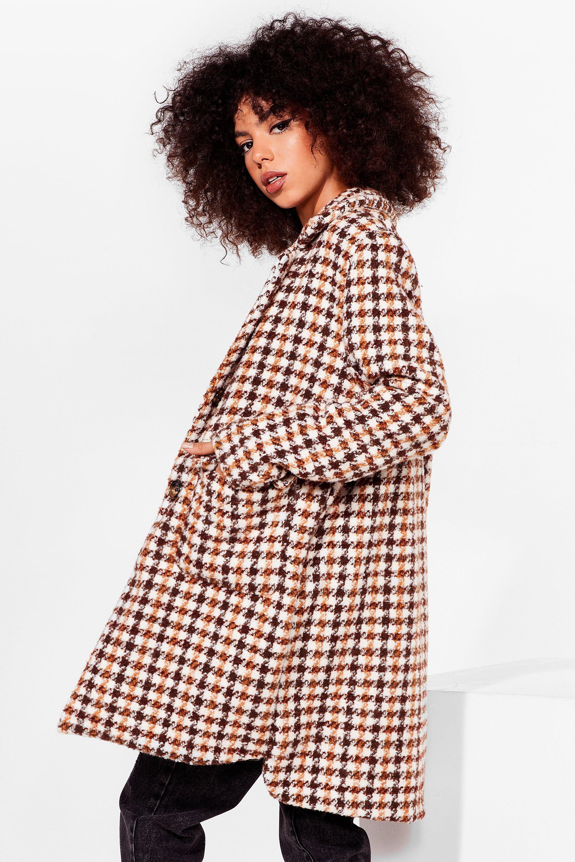 Pocket About Em Houndstooth Longline Coat