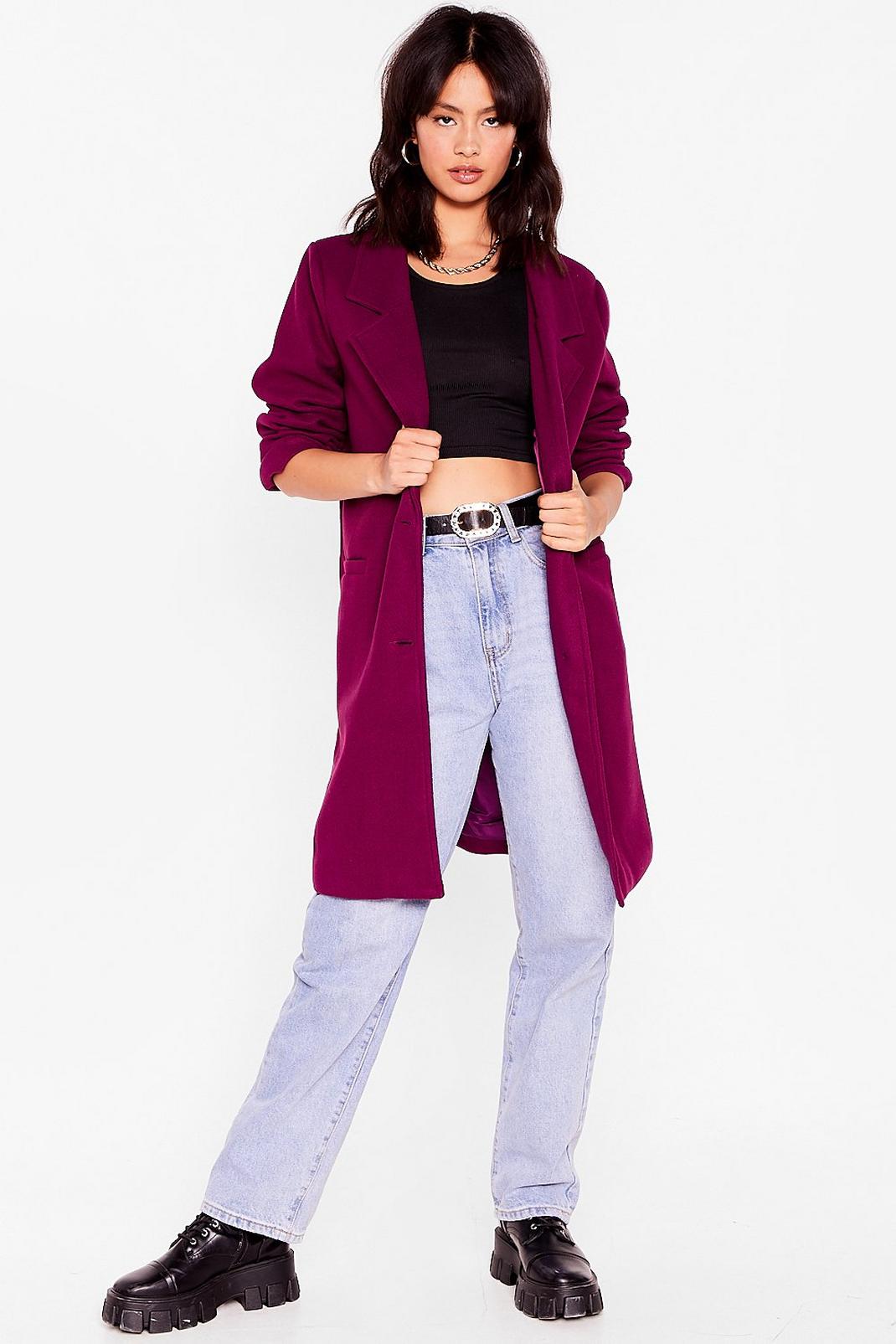 Berry Faux Wool Longline Tailored Coat image number 1