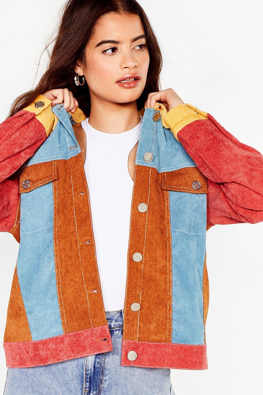 Colour block corduroy jacket discount
