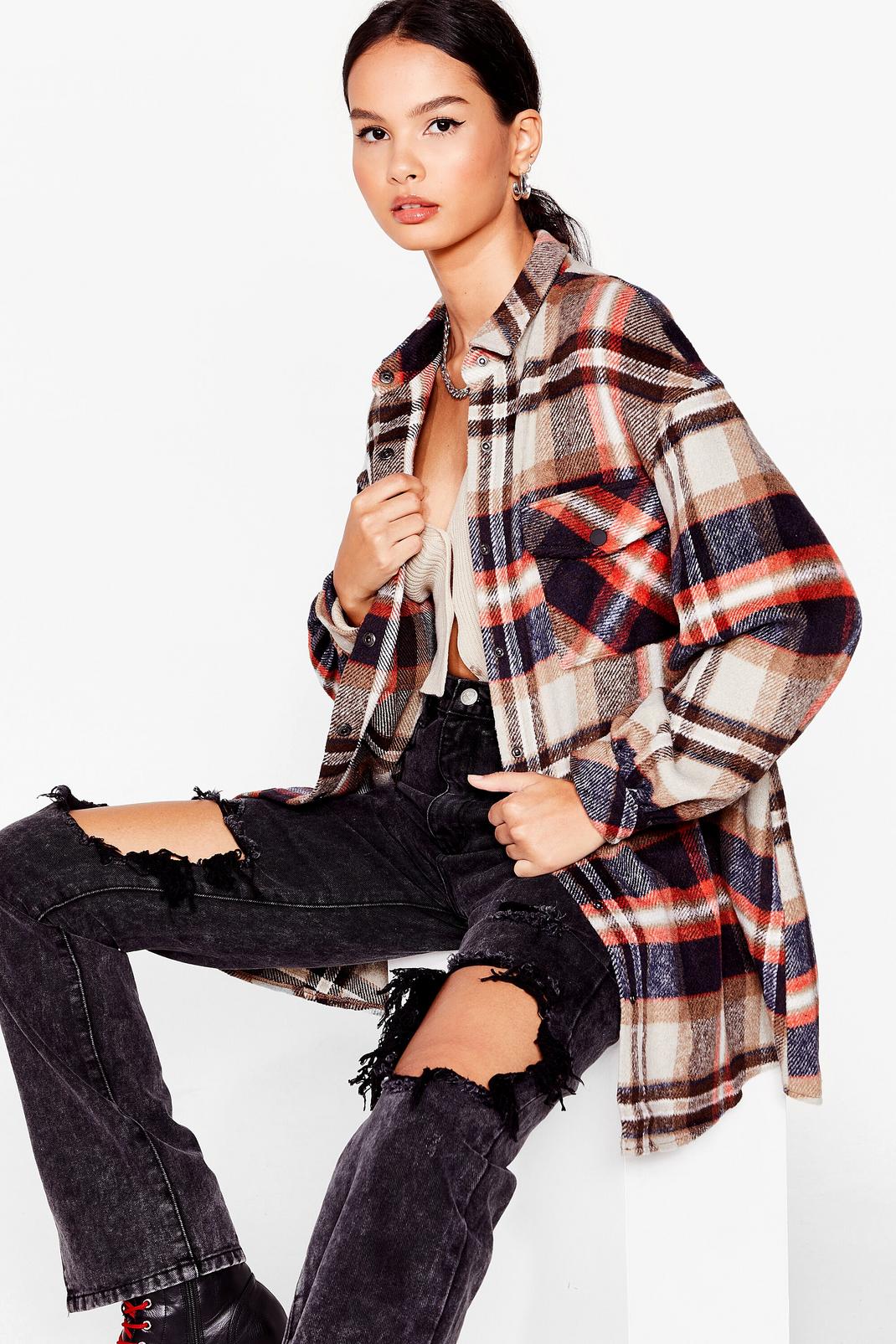 148 Check Oversized Relaxed Shacket image number 2