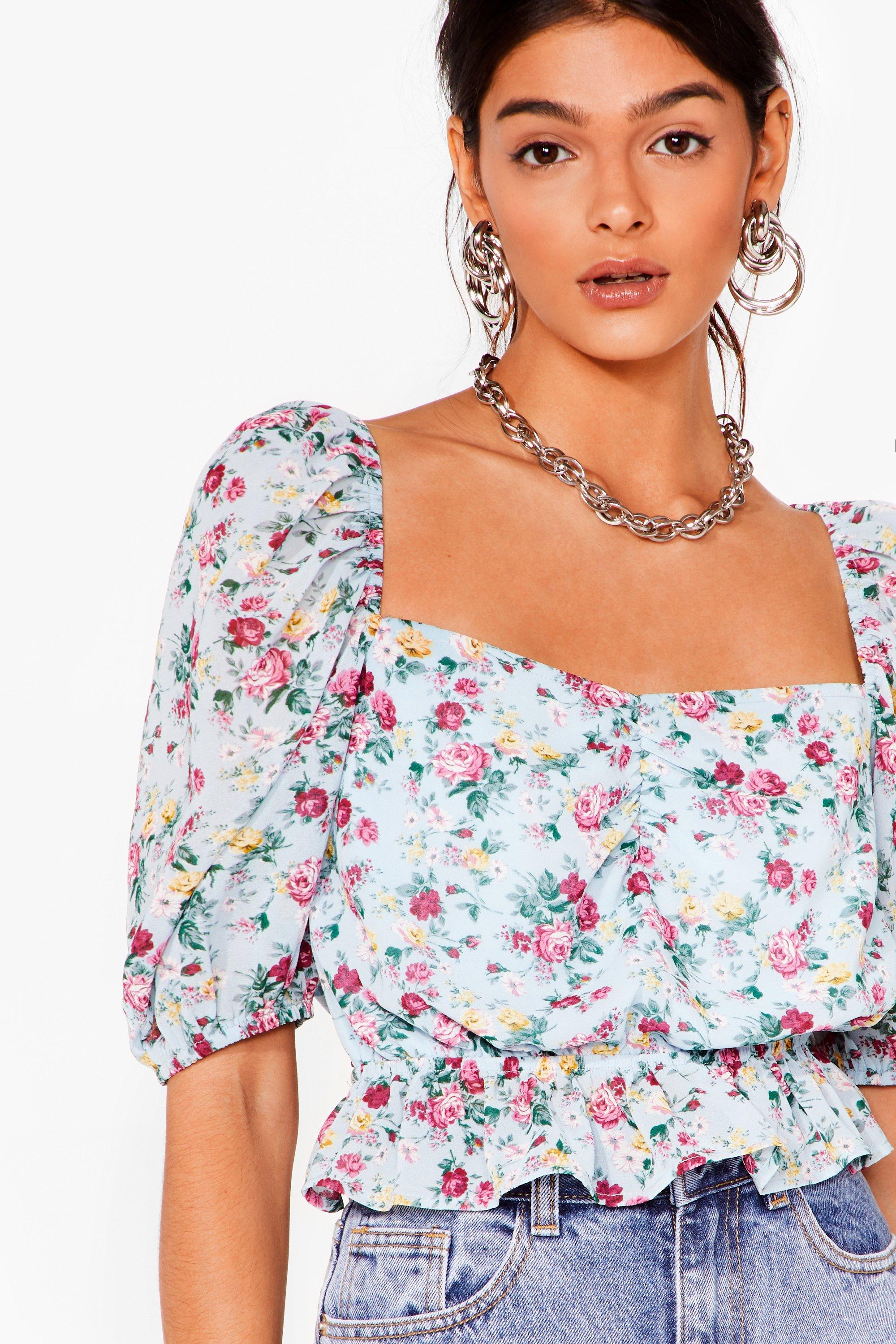 Floral Puff Sleeve Top Cheap Sale, 57 ...