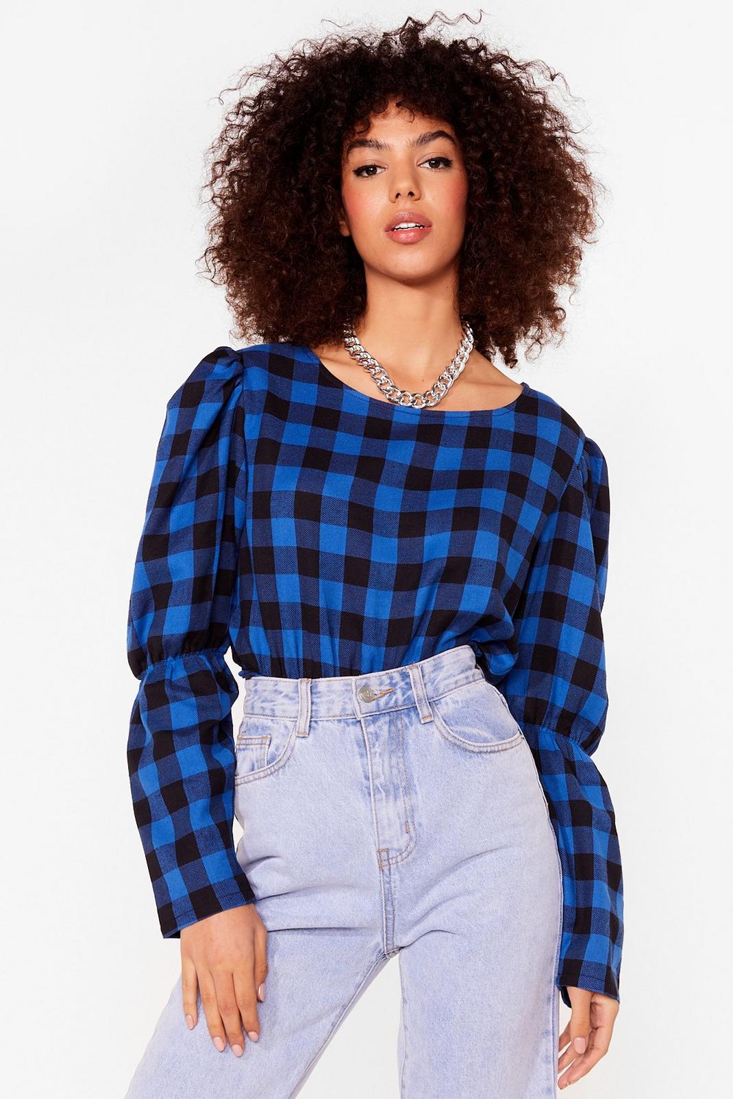 Gingham Long Sleeve Blouse image number 1