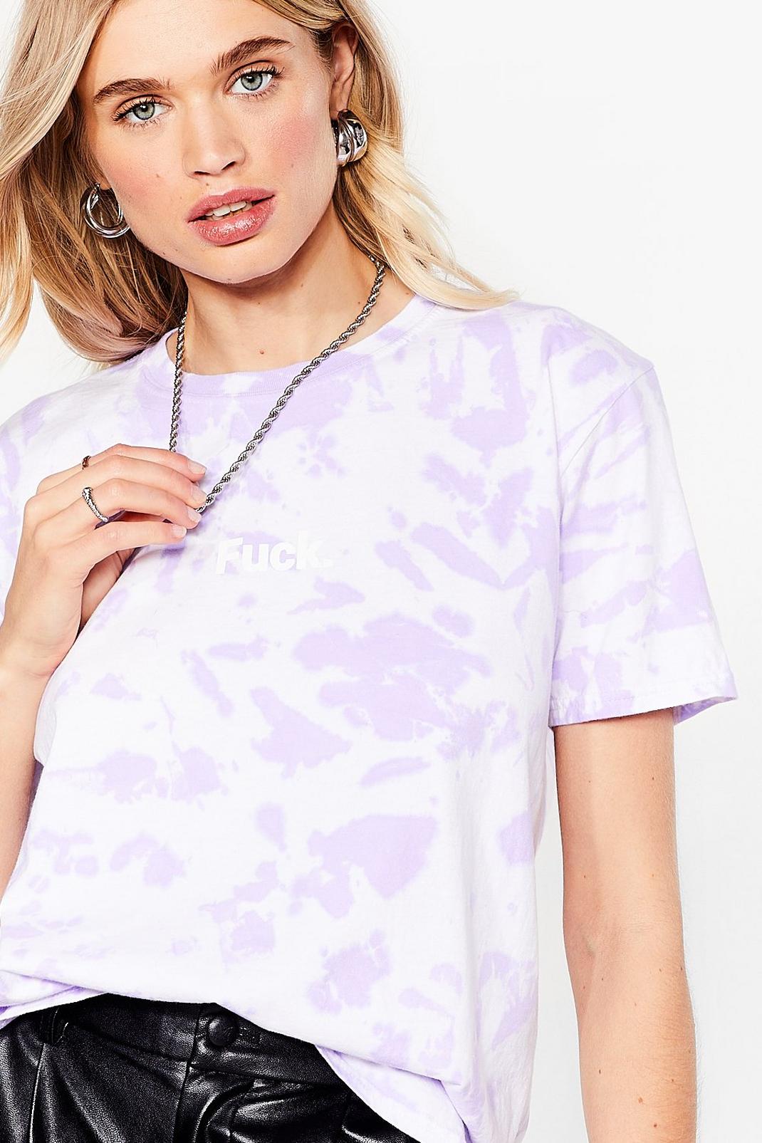 T-shirt à slogan effet tie-dye Va te faire fuck, Purple image number 1