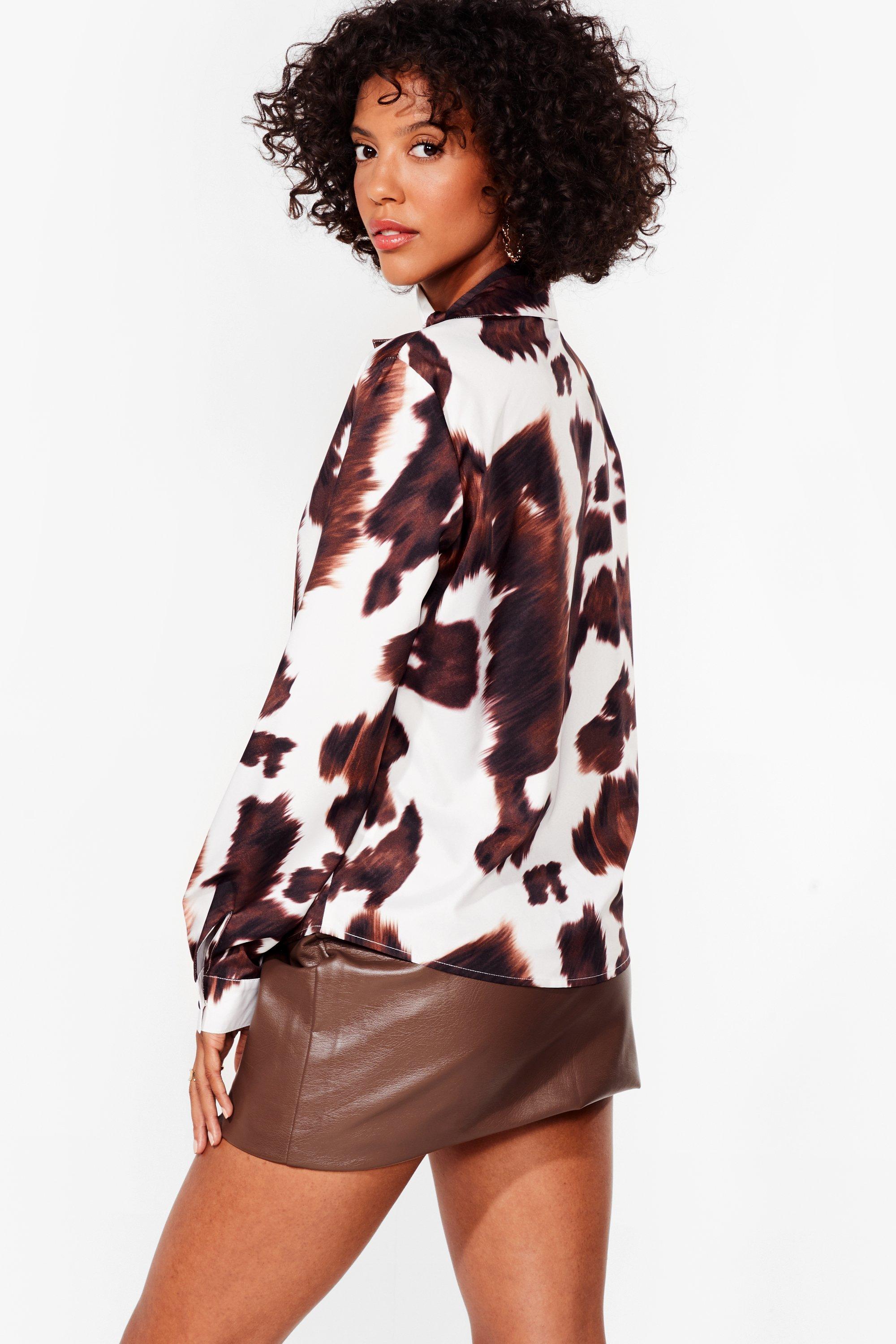 Cow print shirt outlet and skirt