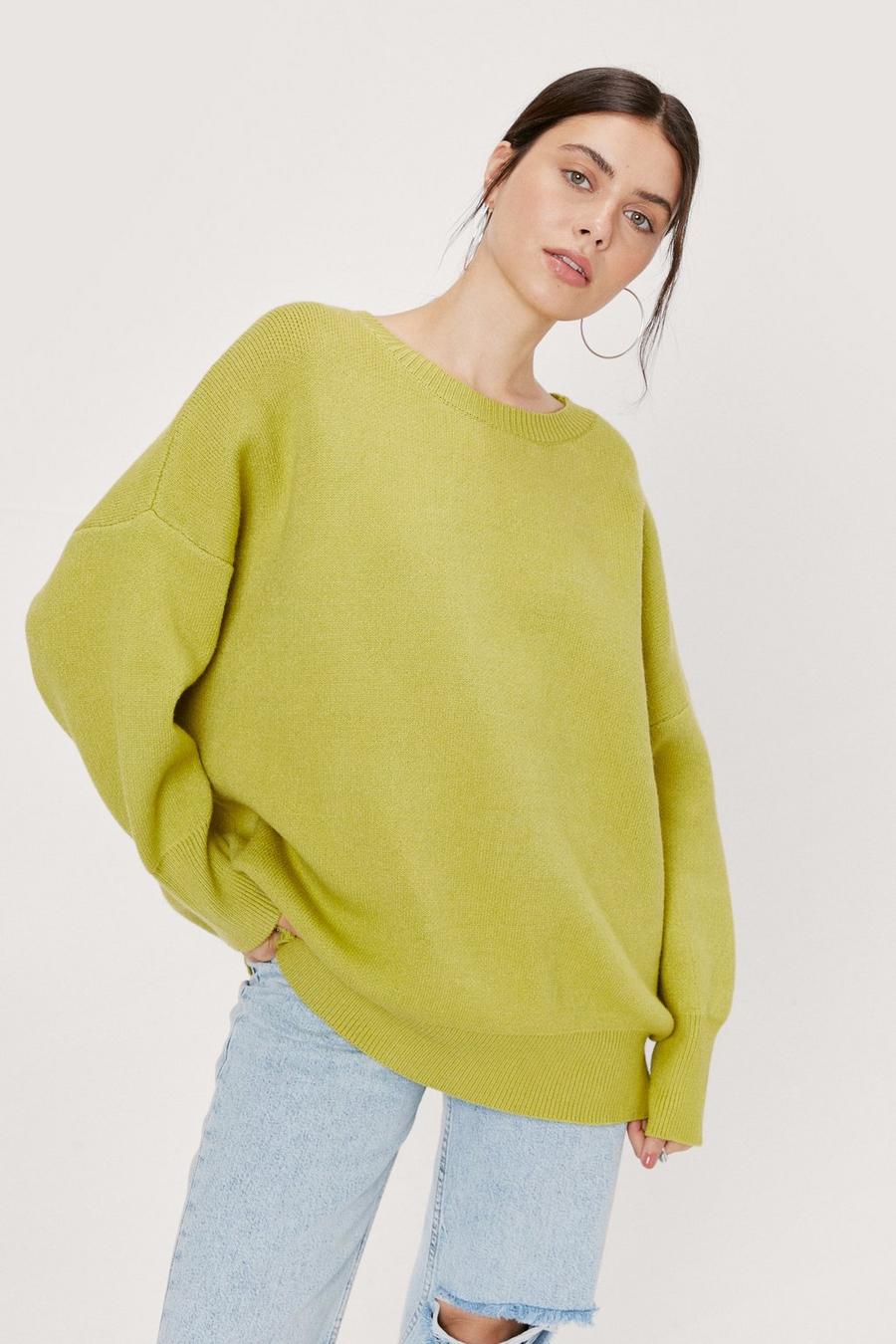 Crew Neck Oversized Long Sleeve Knitted Sweater