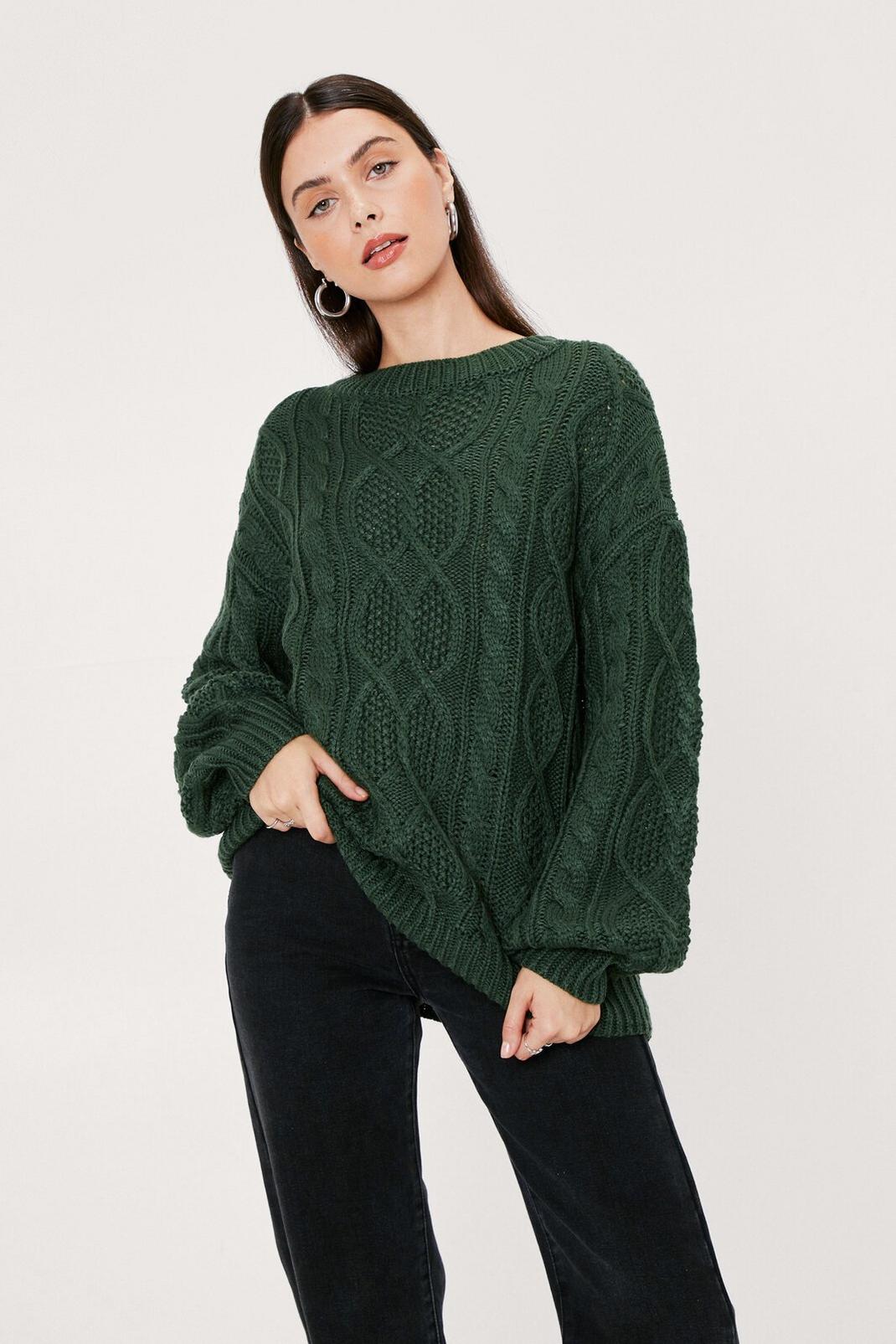 Forest Chunky Cable Knit Jumper image number 1