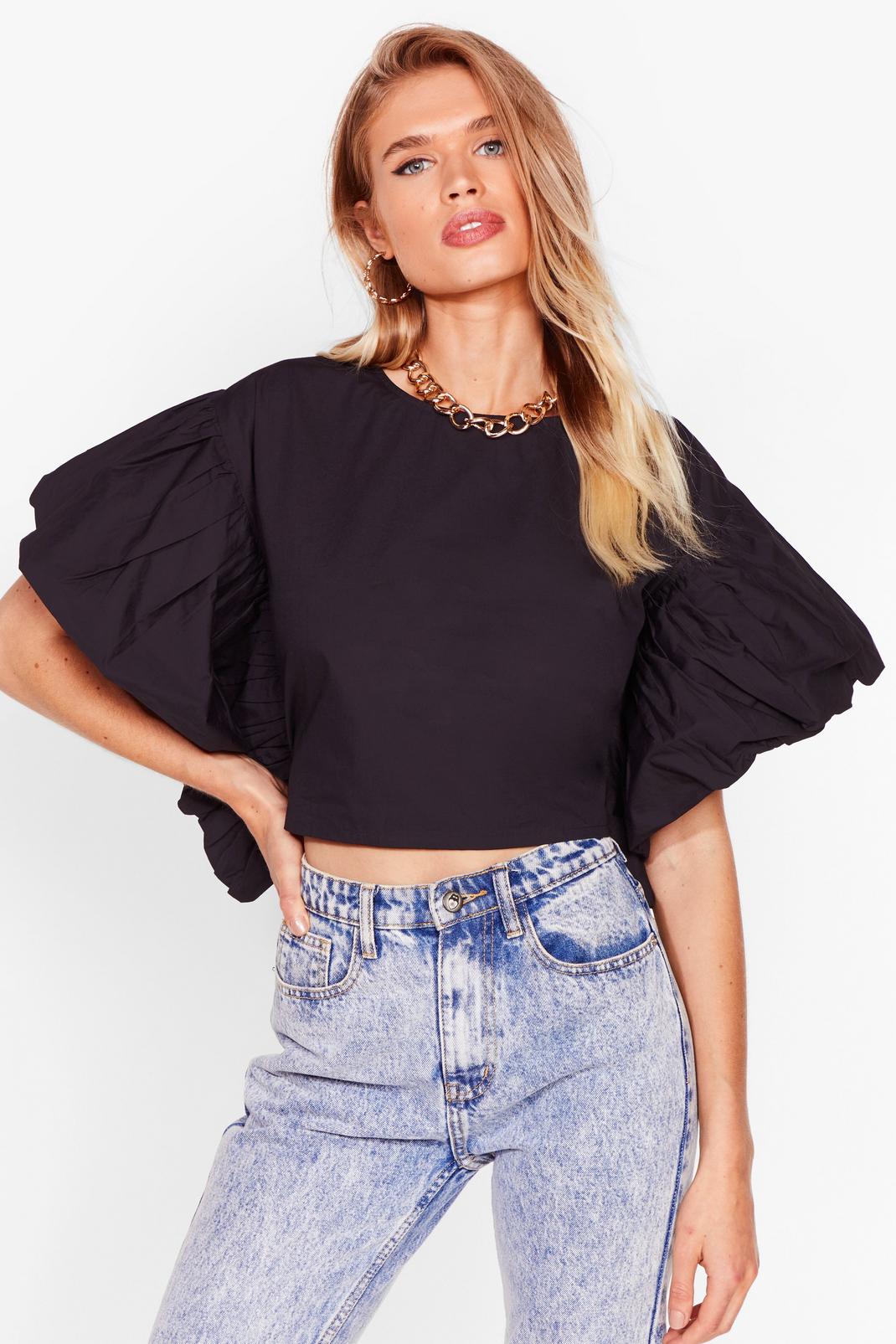 Sleeve It with Me Cropped Ruffle Blouse image number 1