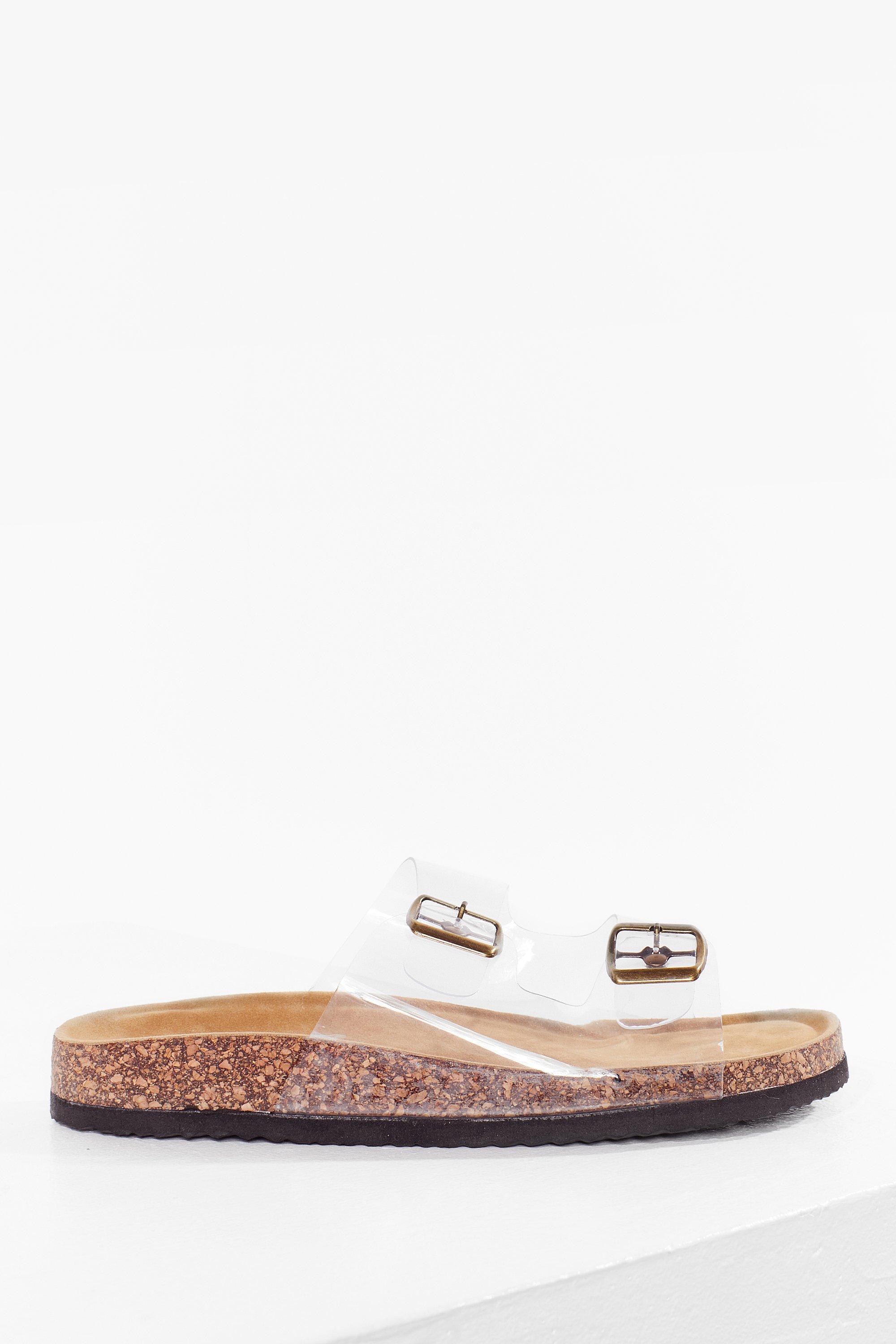 Clear best sale buckle sandals