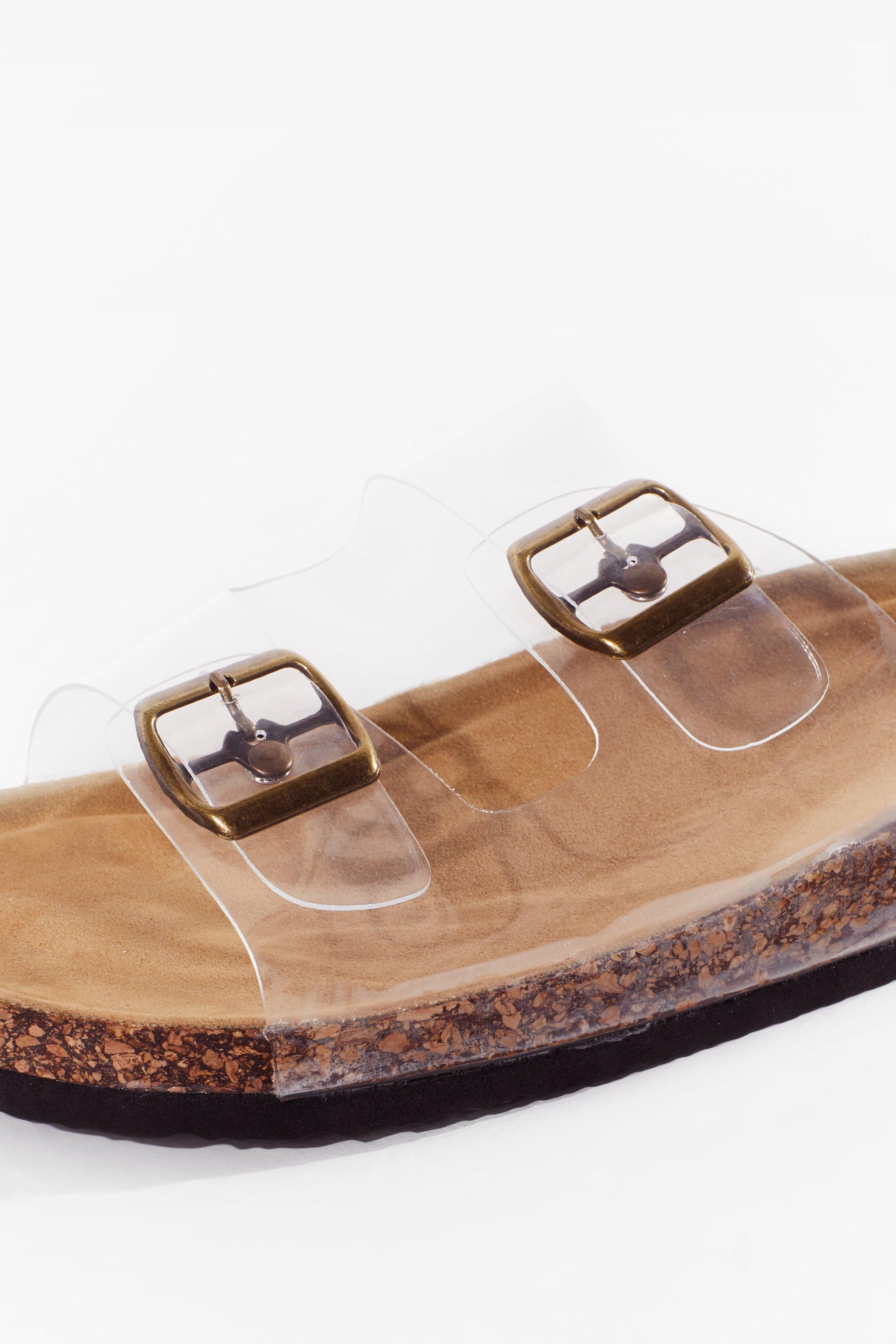 Clear buckle cheap sandal flats