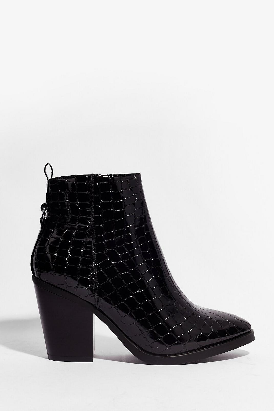 Croc 'Em in Their Tracks Wide Fit Heeled Boots | Nasty Gal