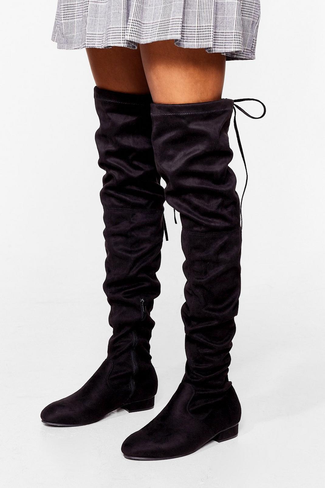 Black Slouchy Over The Knee Wide Fit Boots image number 1