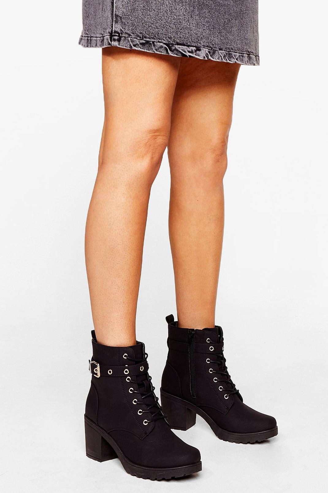 Eyelets Face the Music Faux Suede Heeled Boots image number 1