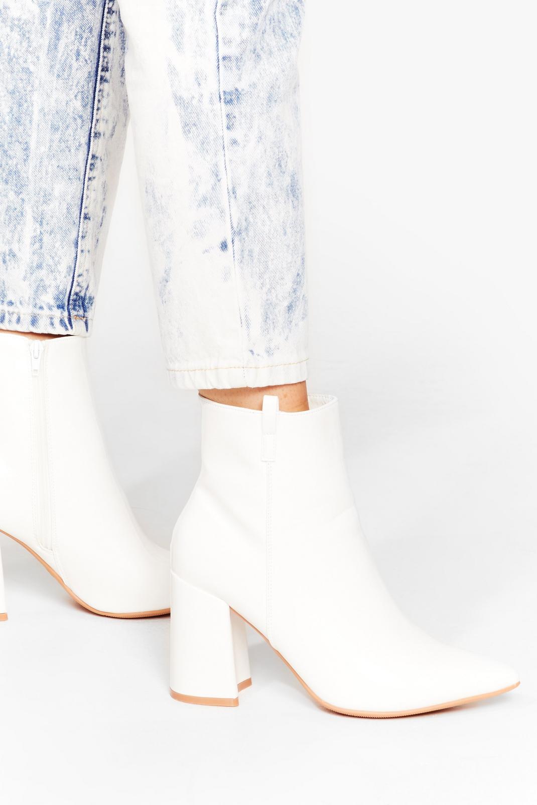 White Wide Fit Pointed Toe Ankle Boots image number 1