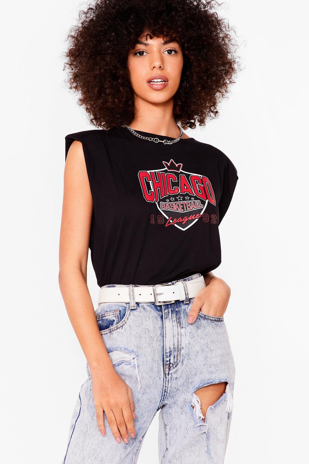 T-shirt à impressions et épaulettes Chicago Basketball League, Black image number 1