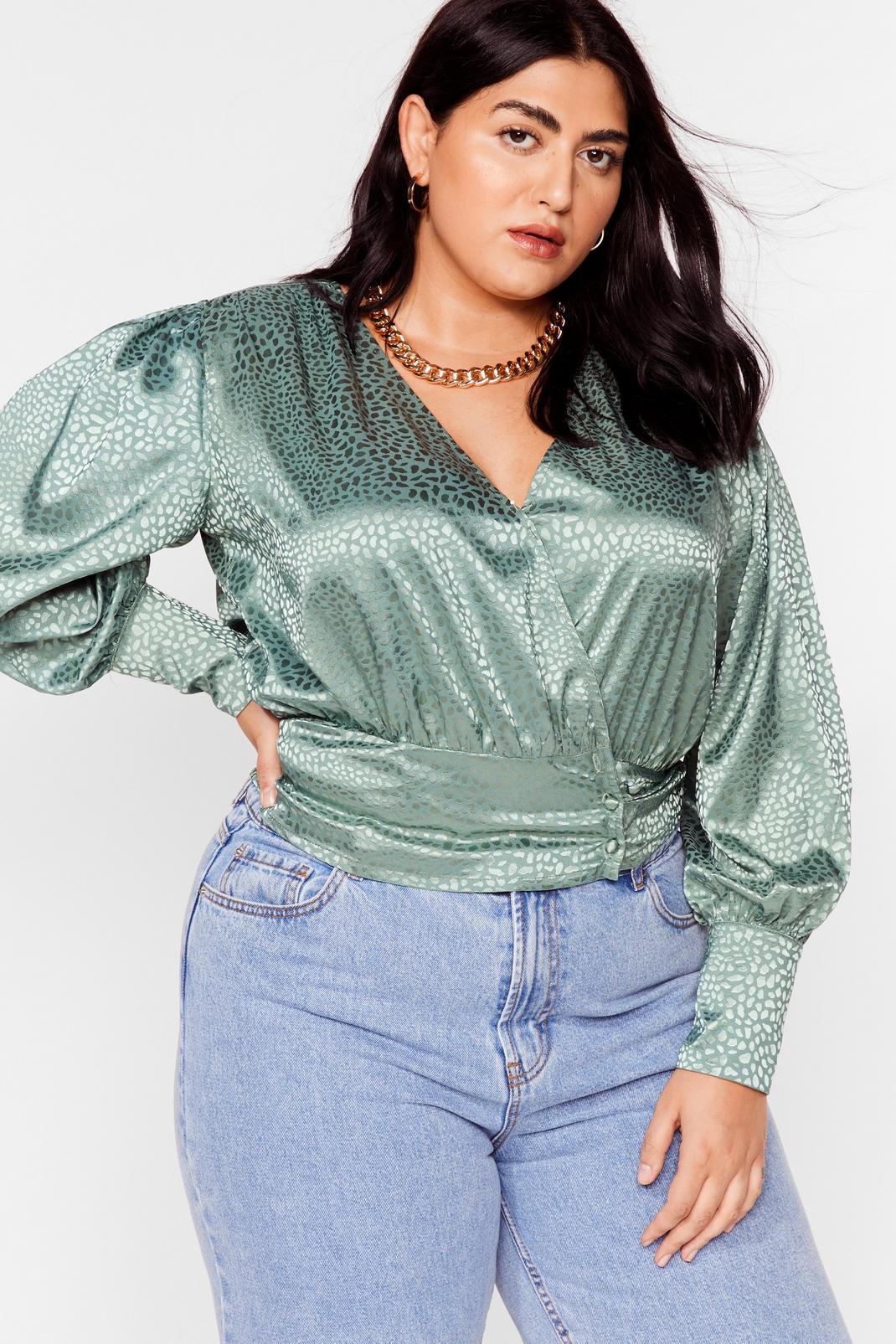 Sage Let's Wrap Things Up Plus Size Jacquard Top image number 1