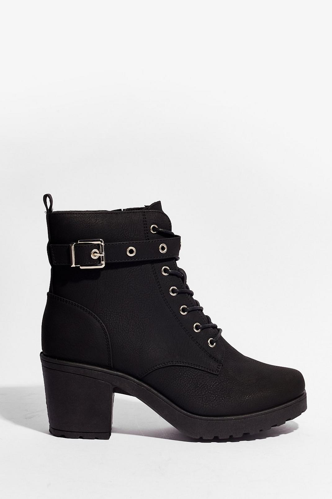 Our Minds Faux Suede Up Heeled Ankle Boots image number 1