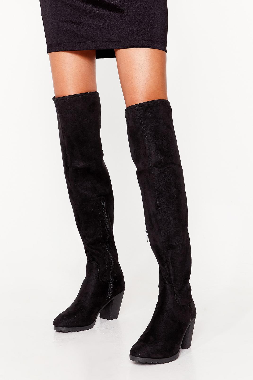 Faux suede cleated heeled OTK Boots image number 1