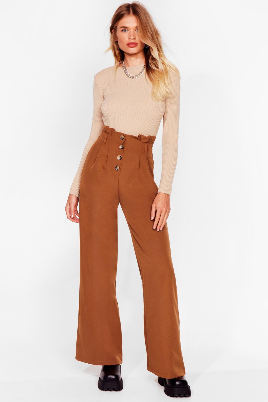 Tobacco Moving Button Up Wide-Leg Pants image number 1